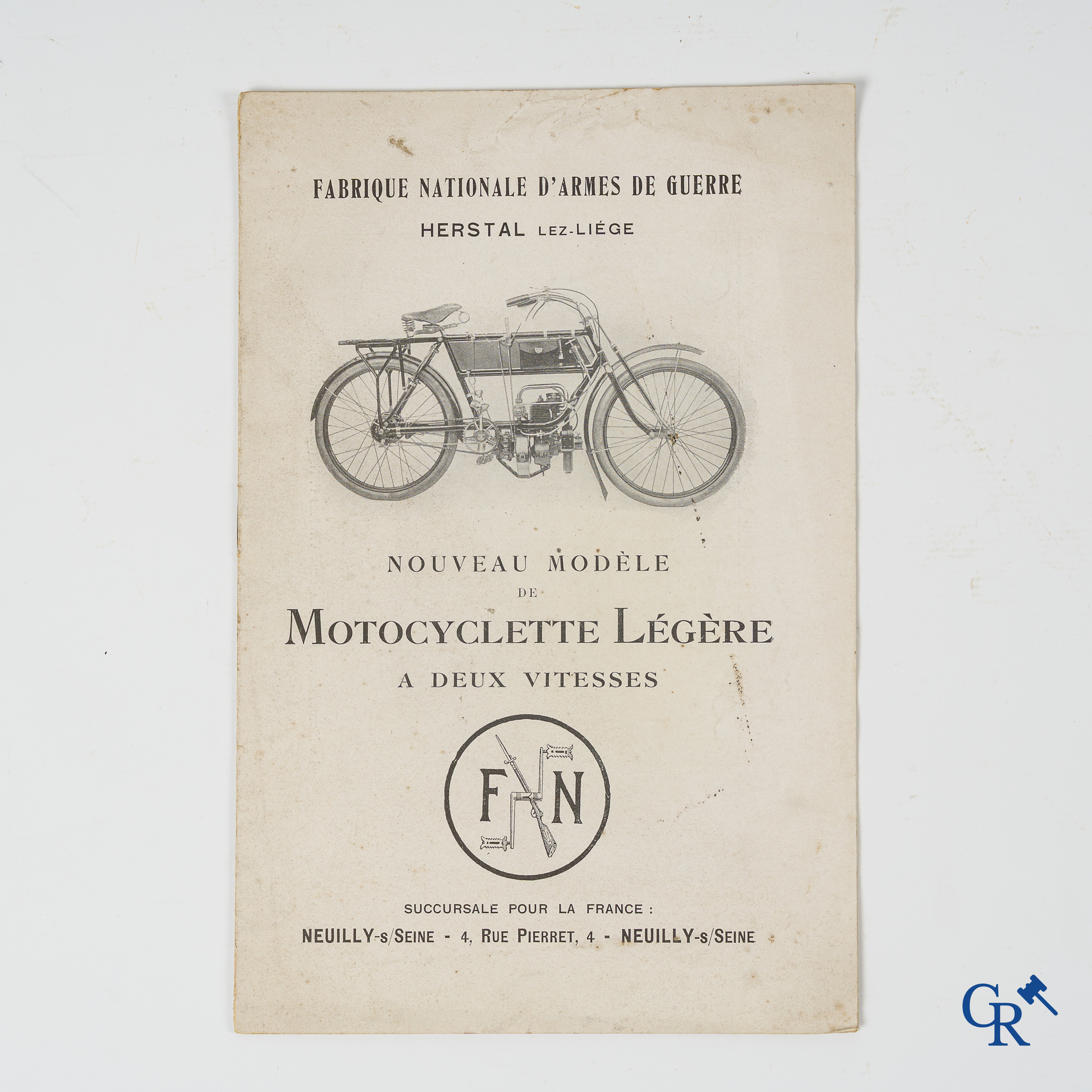 FN. Fabrique Nationale. Publiciteitsfolder voor het nieuwe model, lichte motorfiets met 2 versnellingen uit 1909.