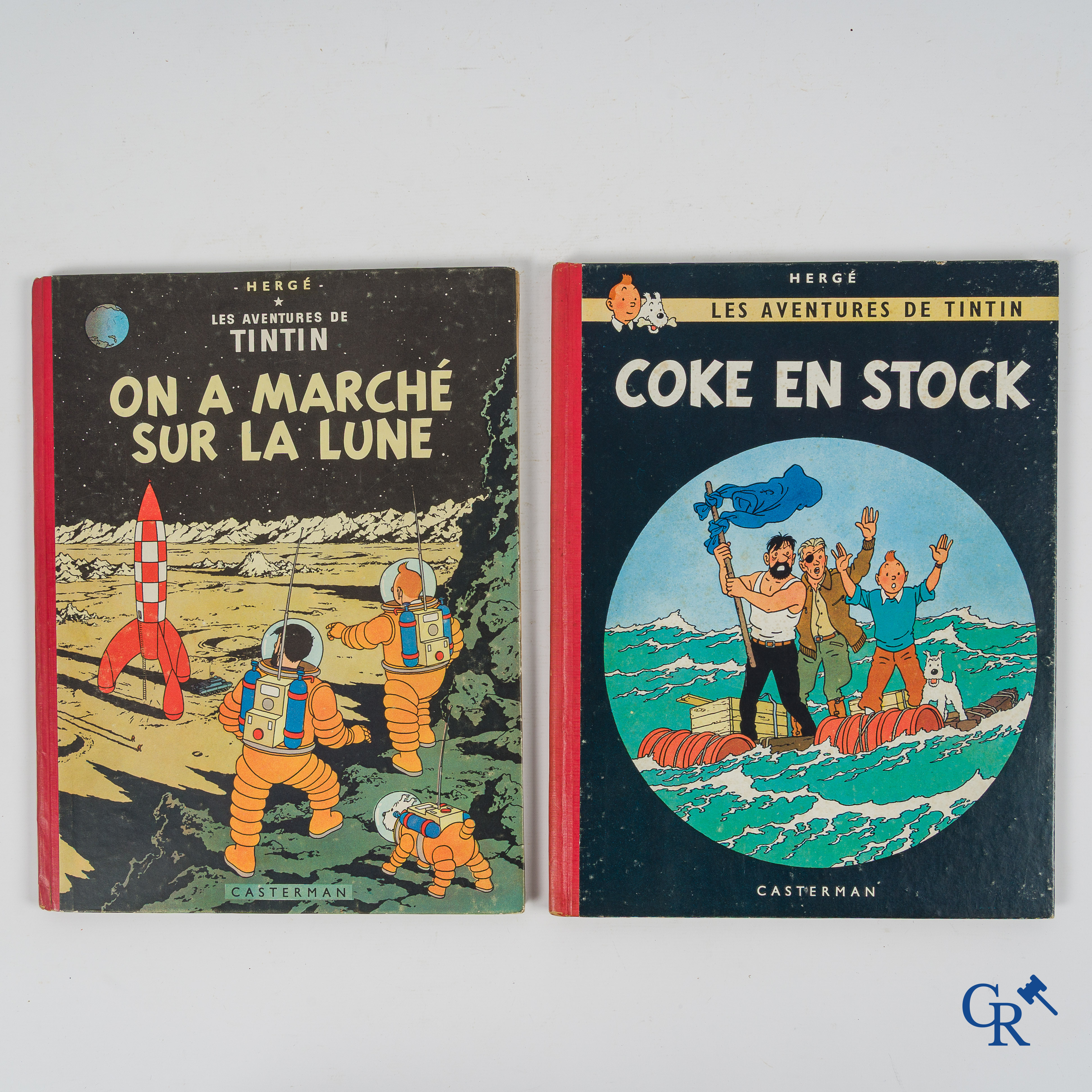Hergé. Kuifje. Les aventures de Tintin. 2 comics. "Coke en stock" and "On a marché sur la lune". Casterman.