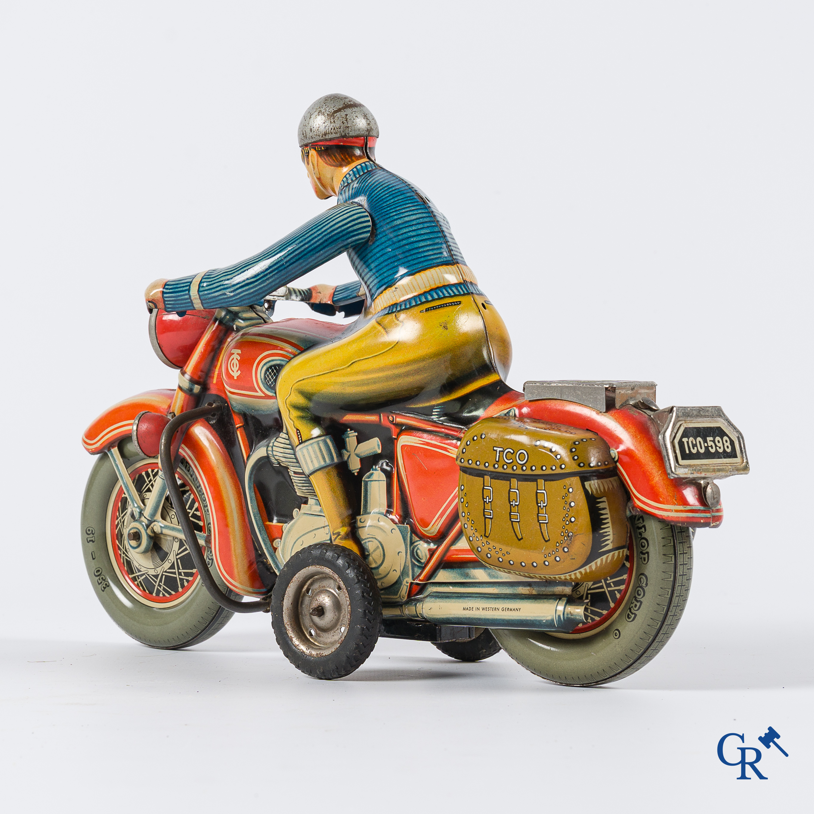 Old toys. Tipco, Western Germany. Motorcycle in painted tin. 1950's.
