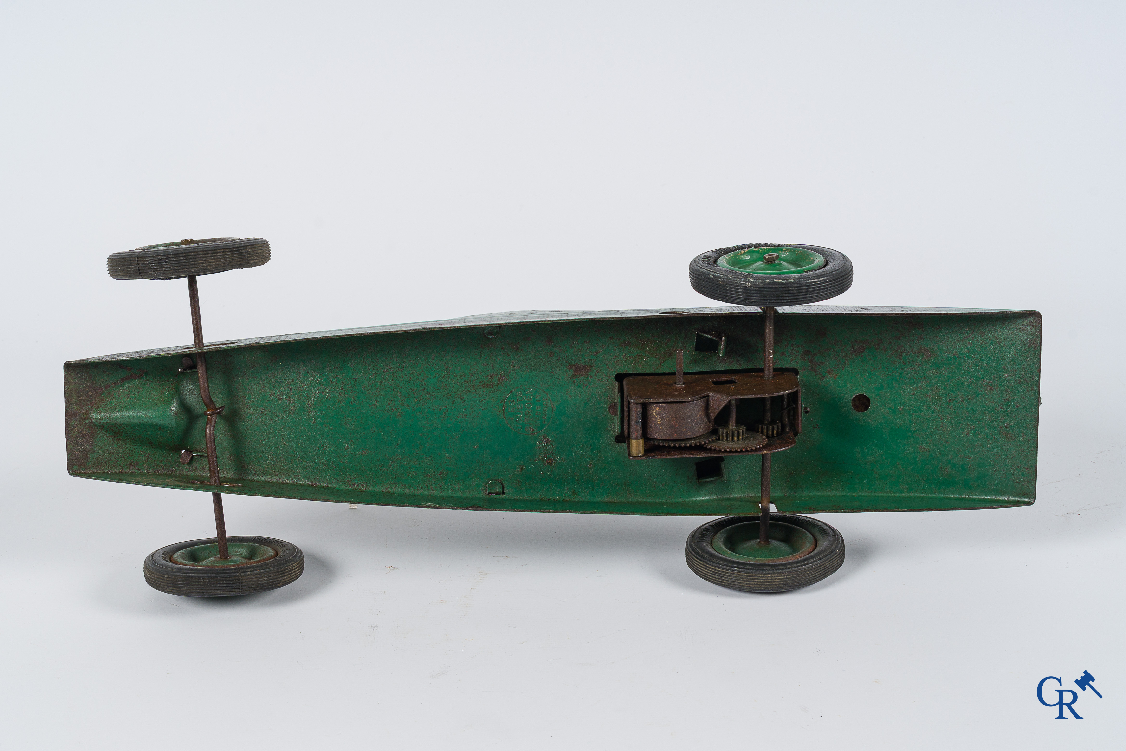 Old toys. Les Jouets Citroën, Made in France. Toy racing car in metal. 1930's.