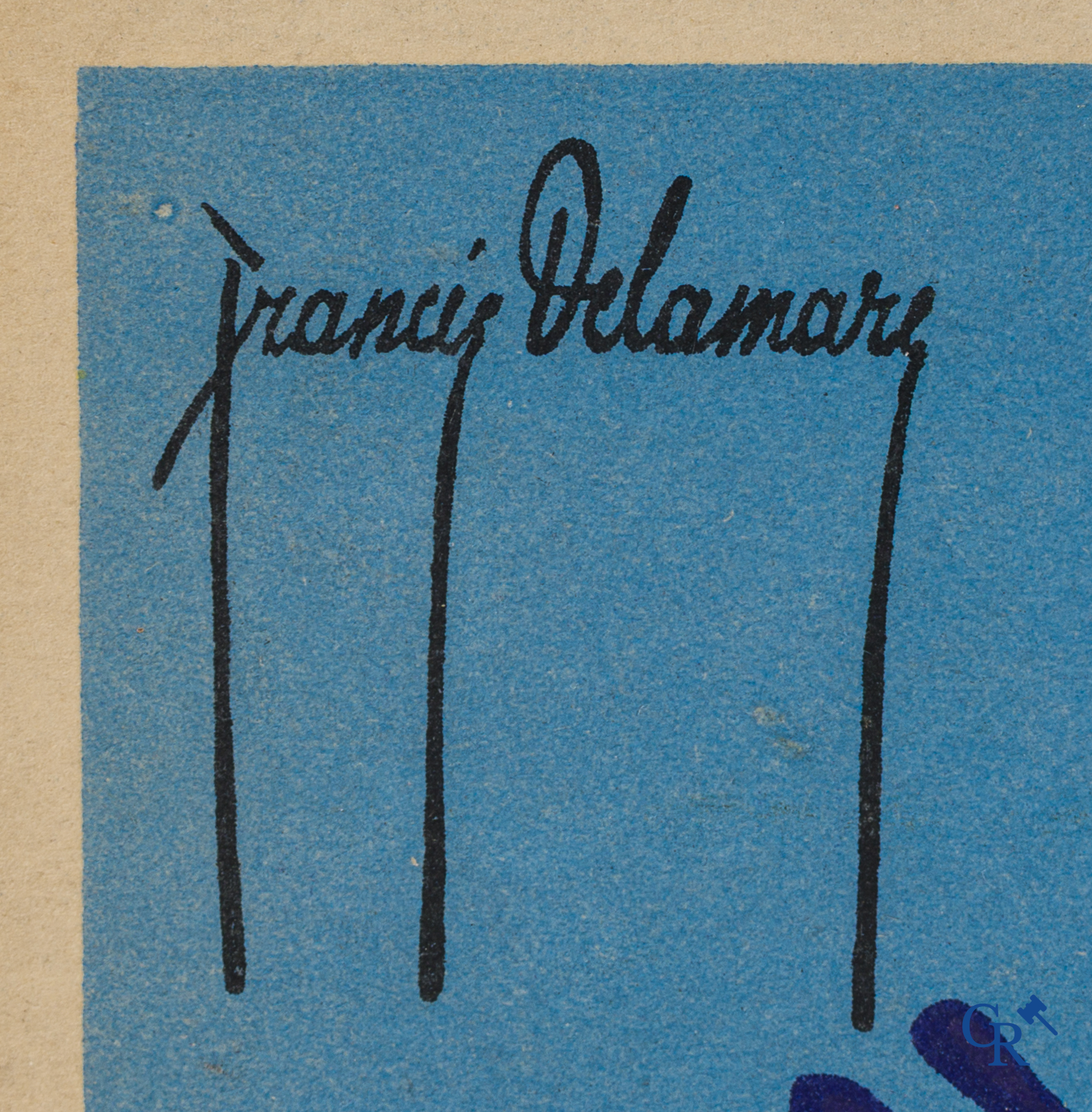 Francis Delamare (1895-1972) Double-sided and bilingual publicity cardboard for Thermic products.