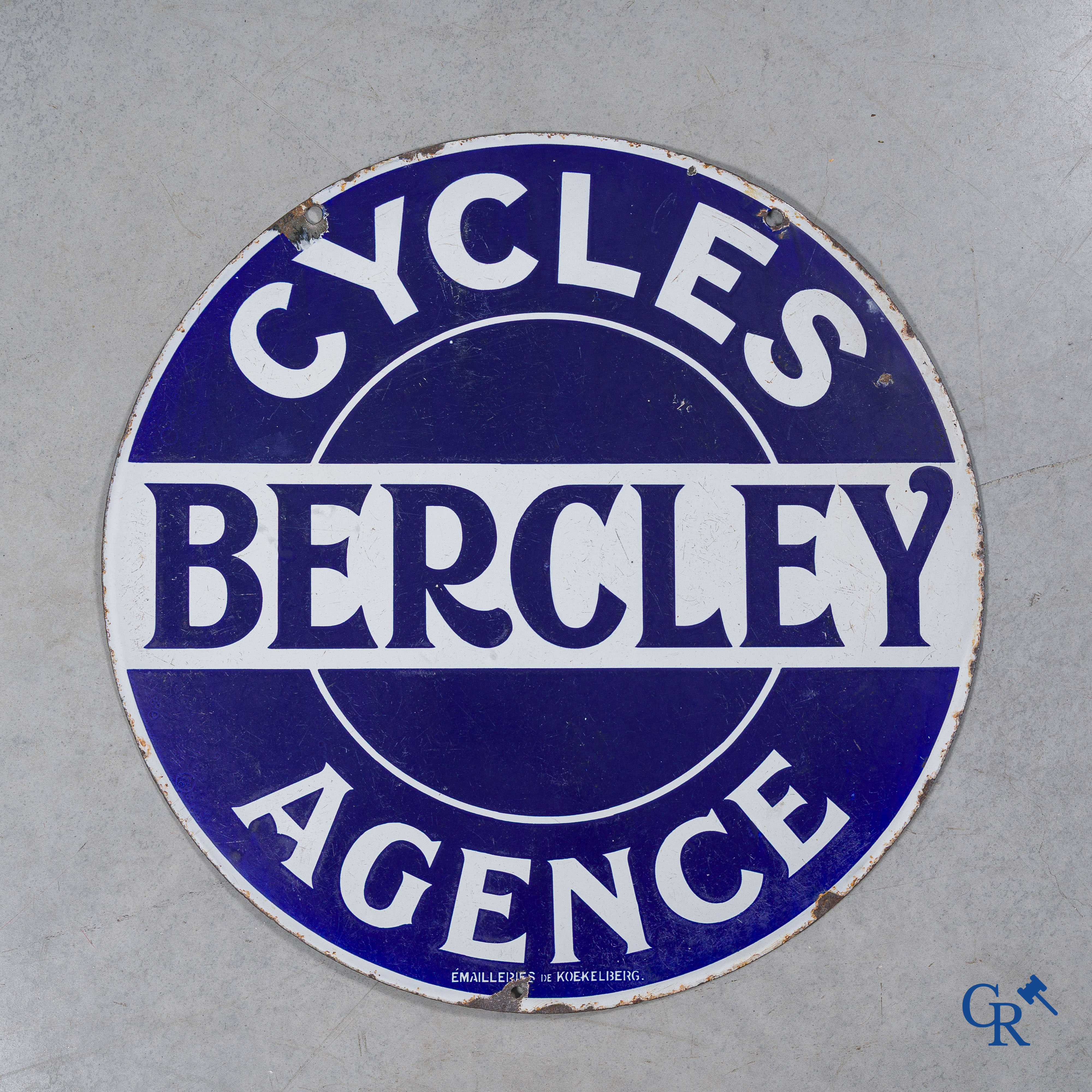 Cycles Bercley. Enamel advertising sign for the dealership of bicycles Bercley. 1920's - 1930's.