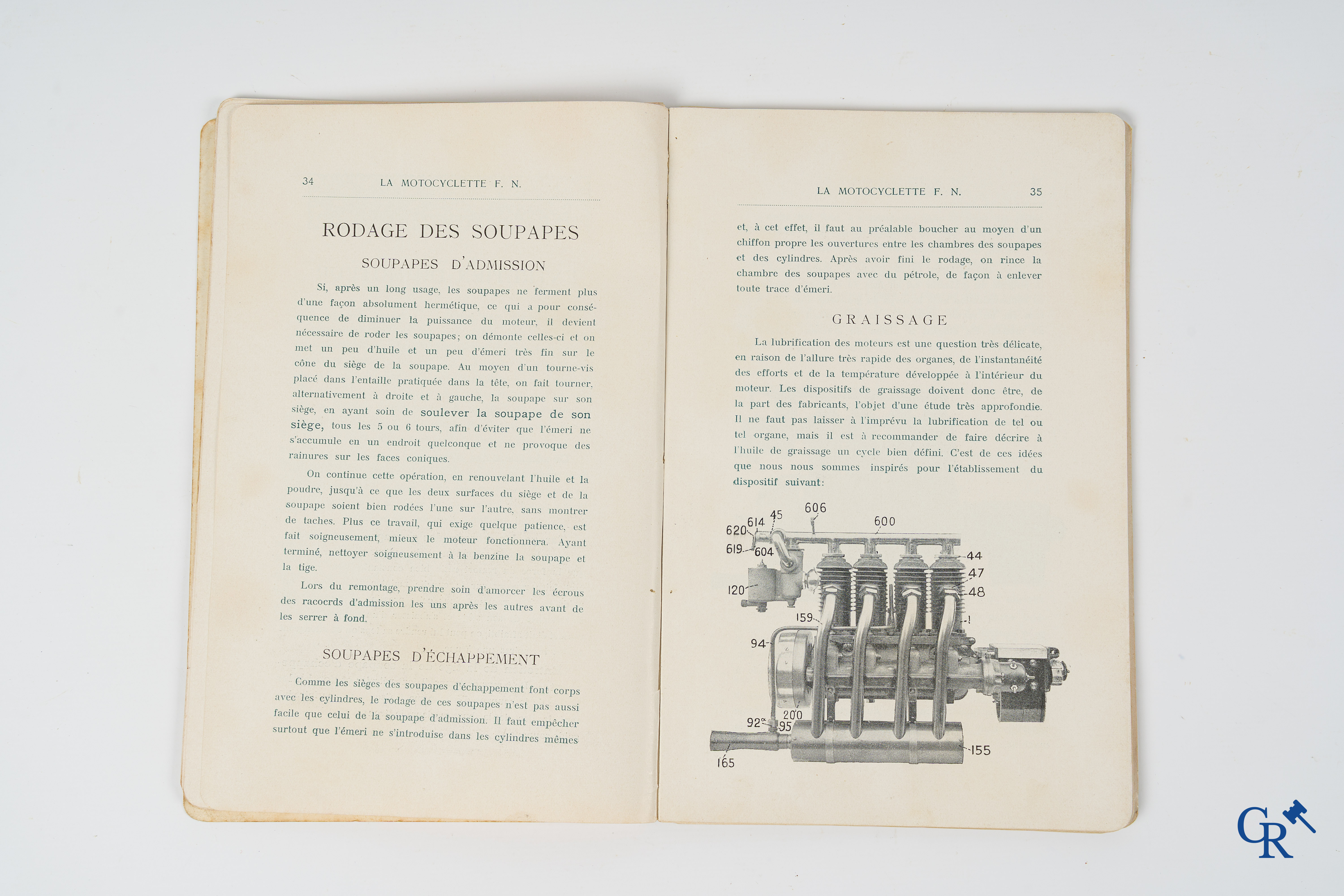 FN. Fabrique Nationale, Herstal-Liège. Original maintenance book for the 4 cylinder motorcycle F.N., model 1907.