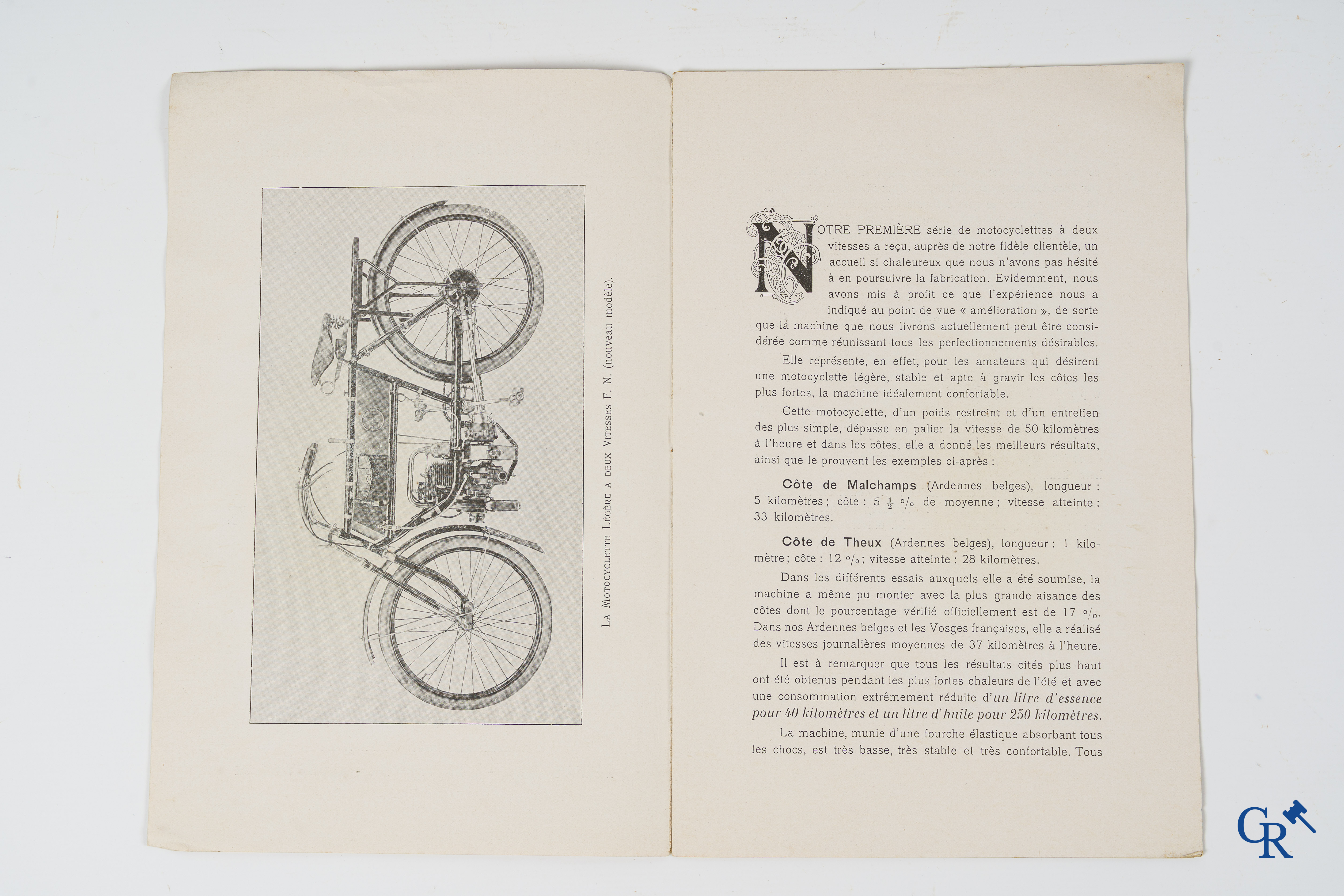 FN. Fabrique Nationale. Publiciteitsfolder voor het nieuwe model, lichte motorfiets met 2 versnellingen uit 1909.