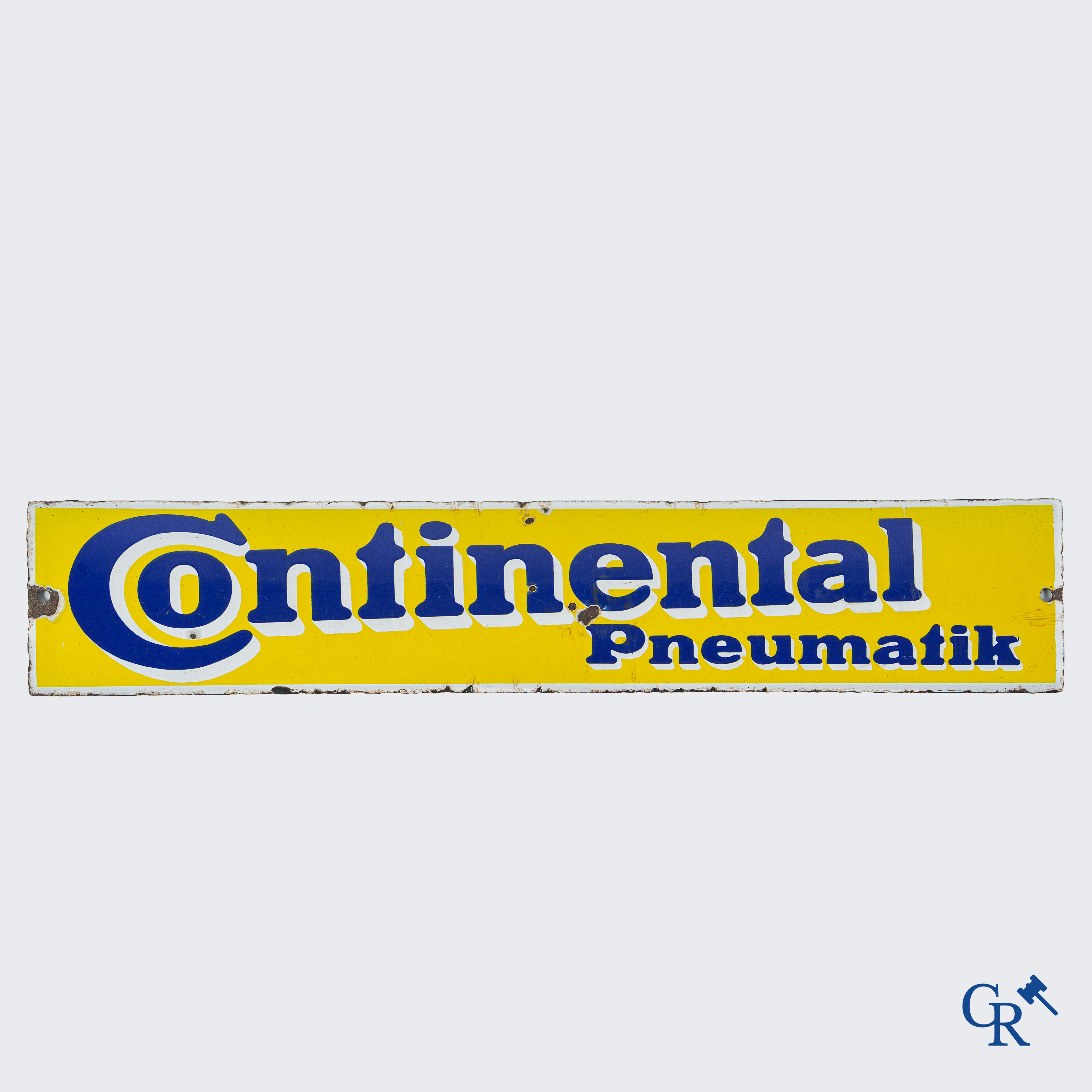 Continental Pneumatik. Enamel advertising sign for Continental tires. Circa 1940-1950.