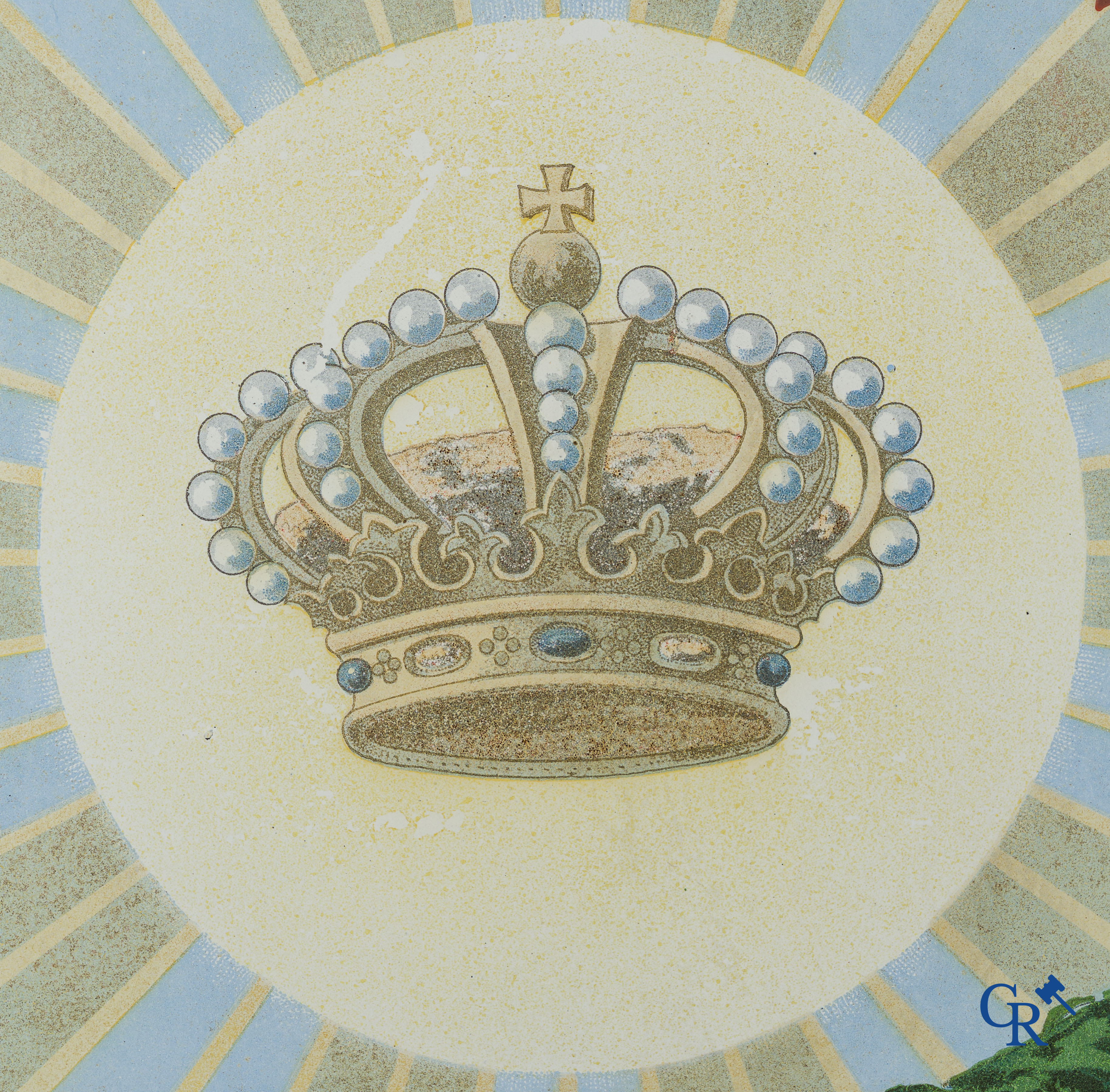 Delhaize Frères & Cie. "Au Bon Marché". Enamel advertising sign. Emaillerie Henrijean Bruxelles. Circa 1900.