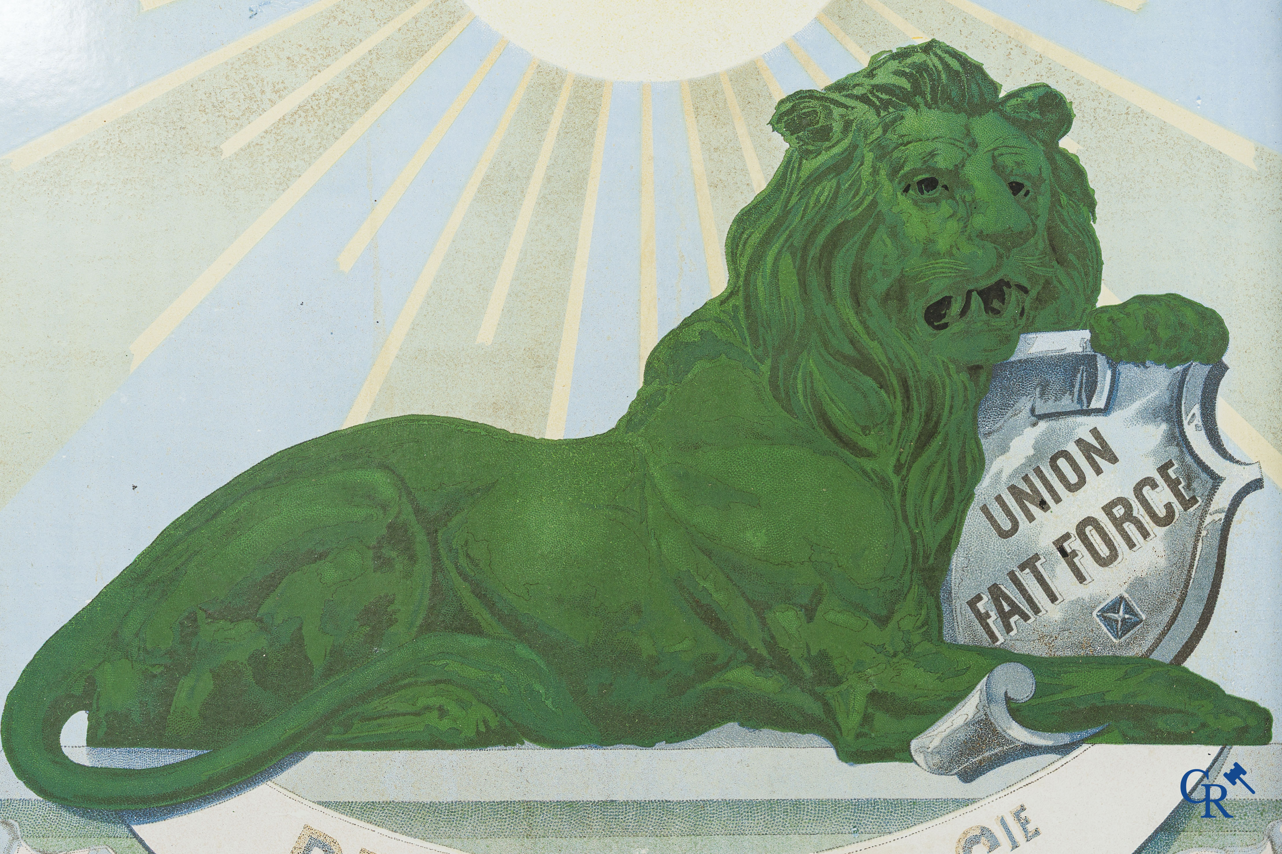 Delhaize Frères & Cie. "Au Bon Marché". Enamel advertising sign. Emaillerie Henrijean Bruxelles. Circa 1900.