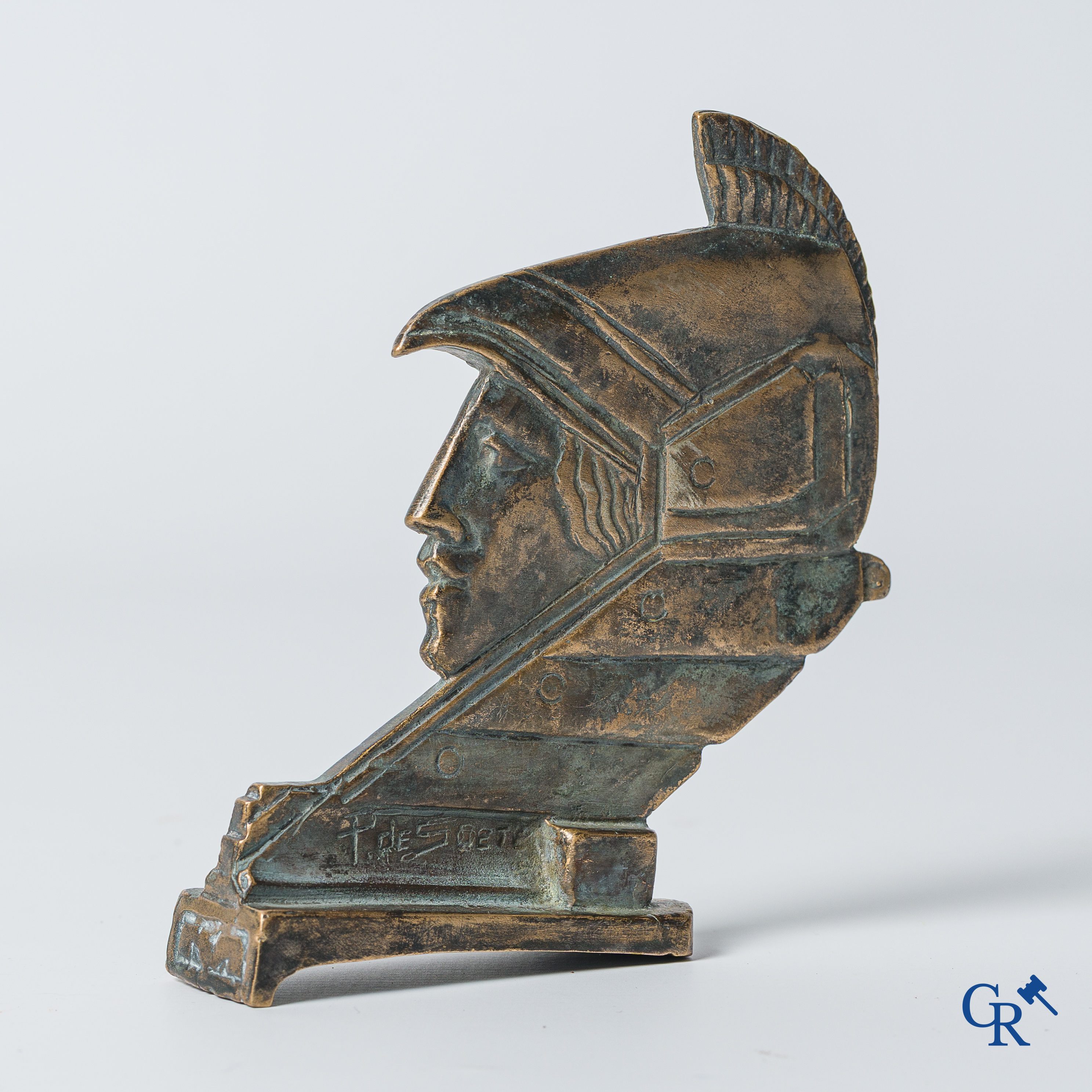 Automobilia. Minerva, Pierre de Soete. Original car mascot in silver-plated bronze. 1920's