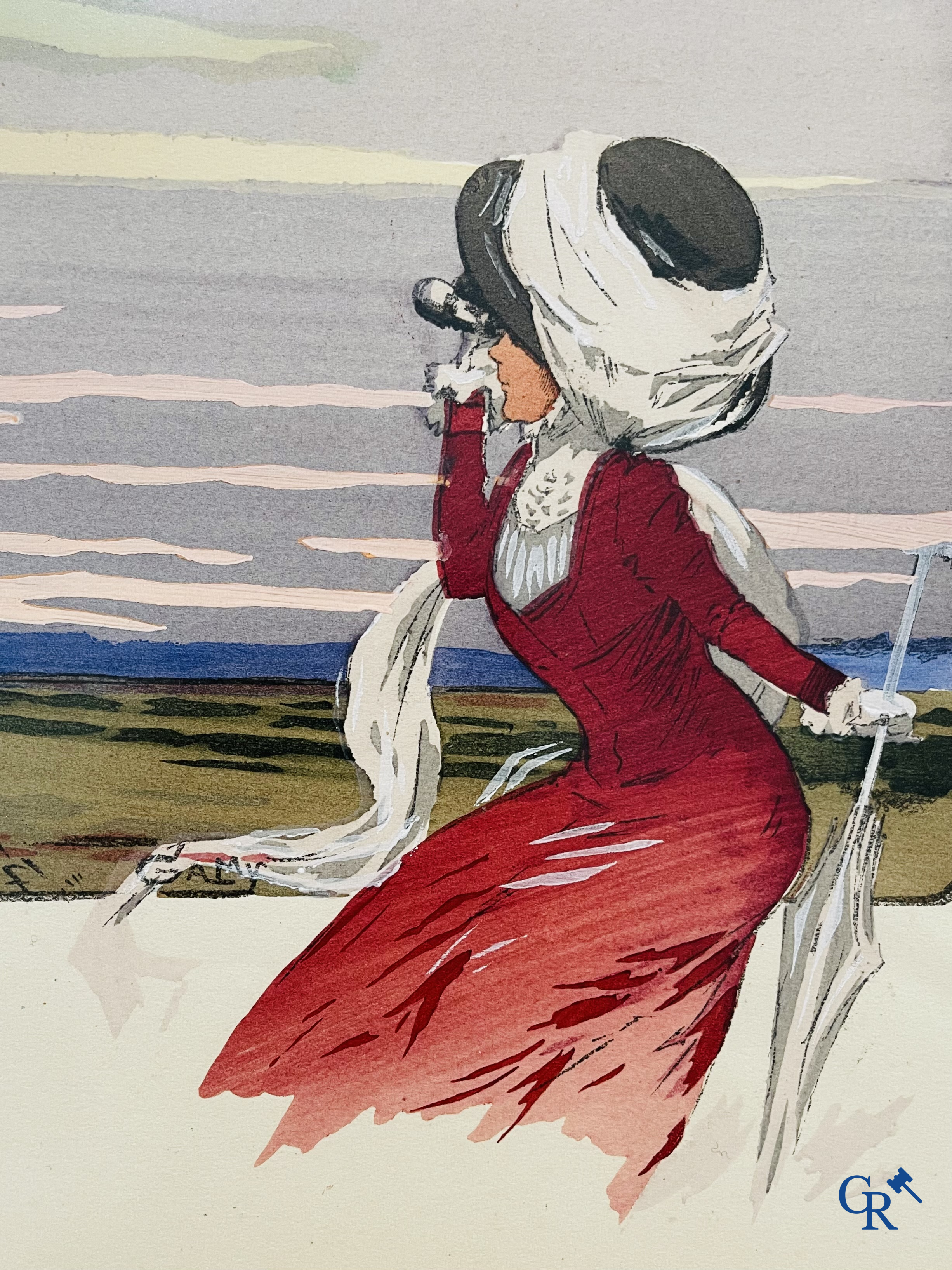 Marguerite Gamy (1883-1936) Grand Prix de la Champagne. Color lithography. Mabileau et Comp. Paris 1909.