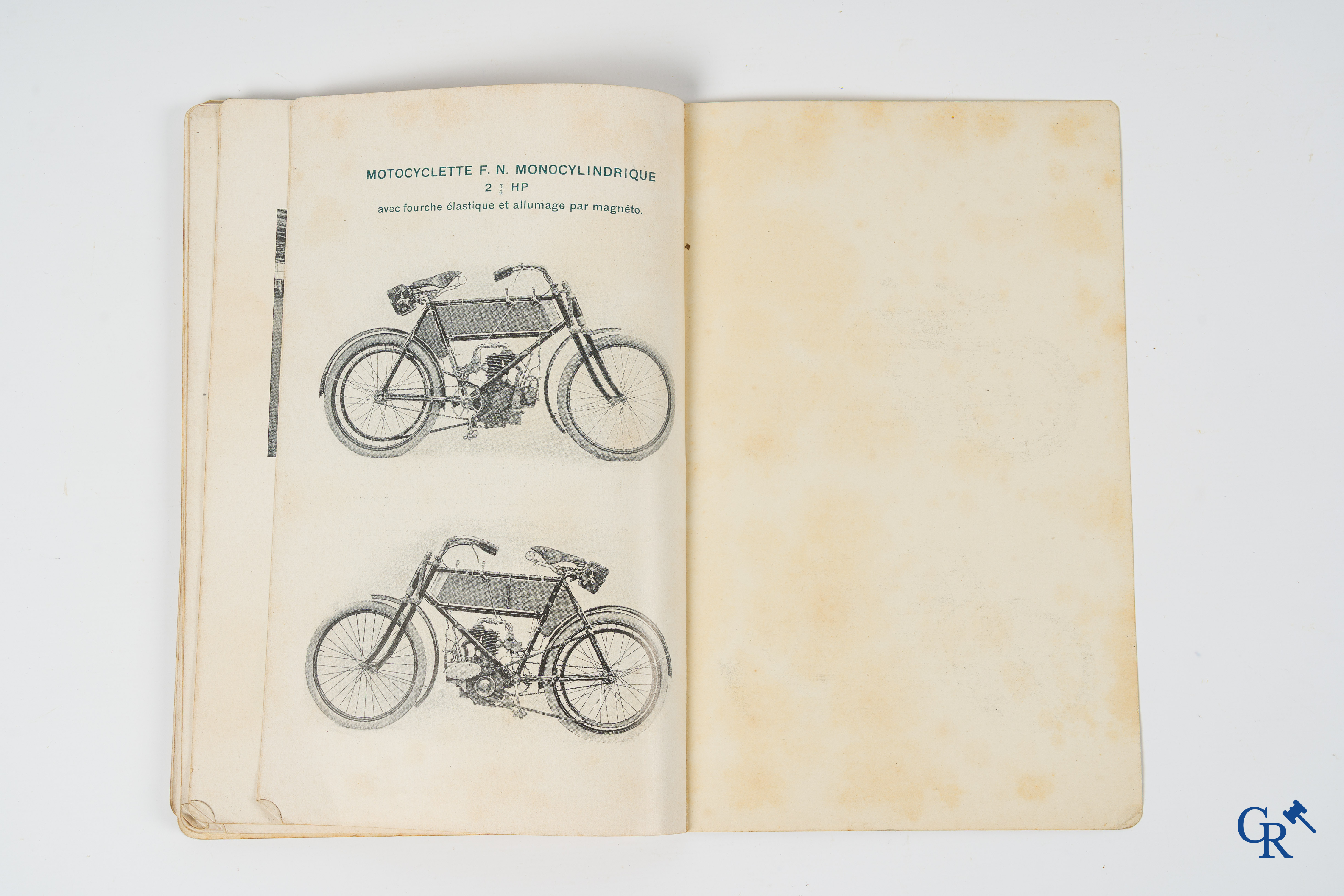FN. Fabrique Nationale, Herstal-Liège. Original maintenance book for the 4 cylinder motorcycle F.N., model 1907.