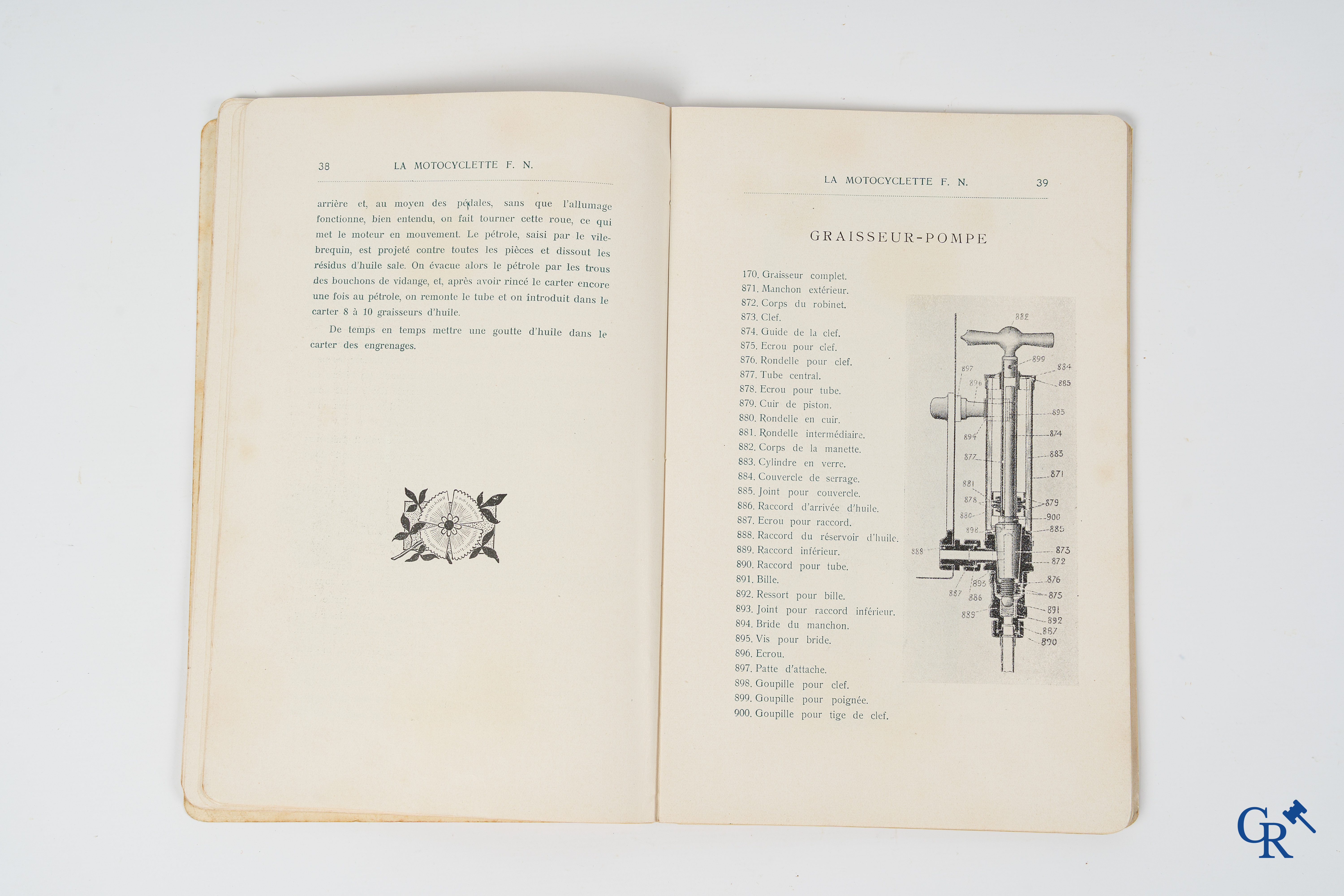 FN. Fabrique Nationale, Herstal-Liège. Original maintenance book for the 4 cylinder motorcycle F.N., model 1907.