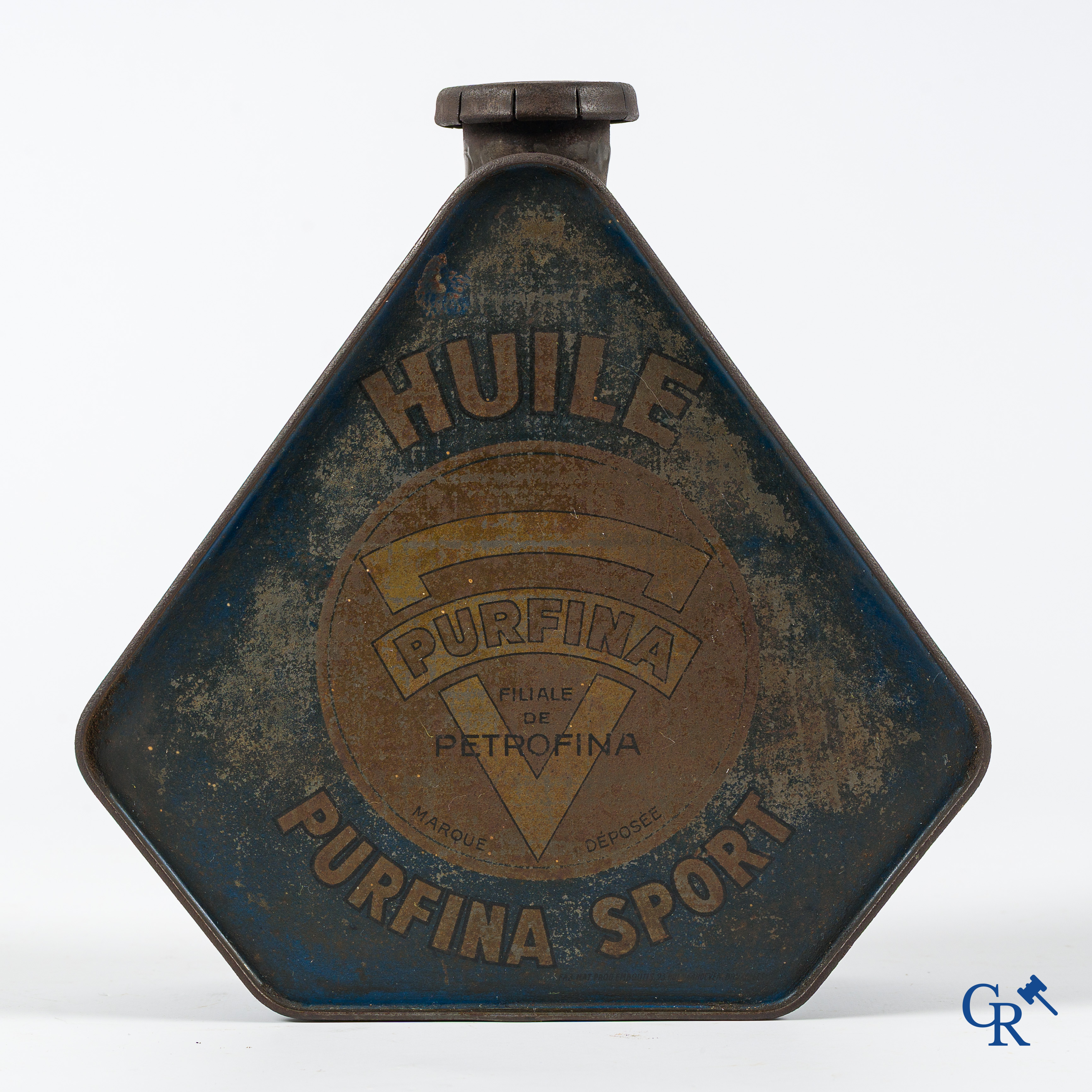 Automobilia. Huile Purfina Sport. Pentagonal oil can. Circa 1910-1920.