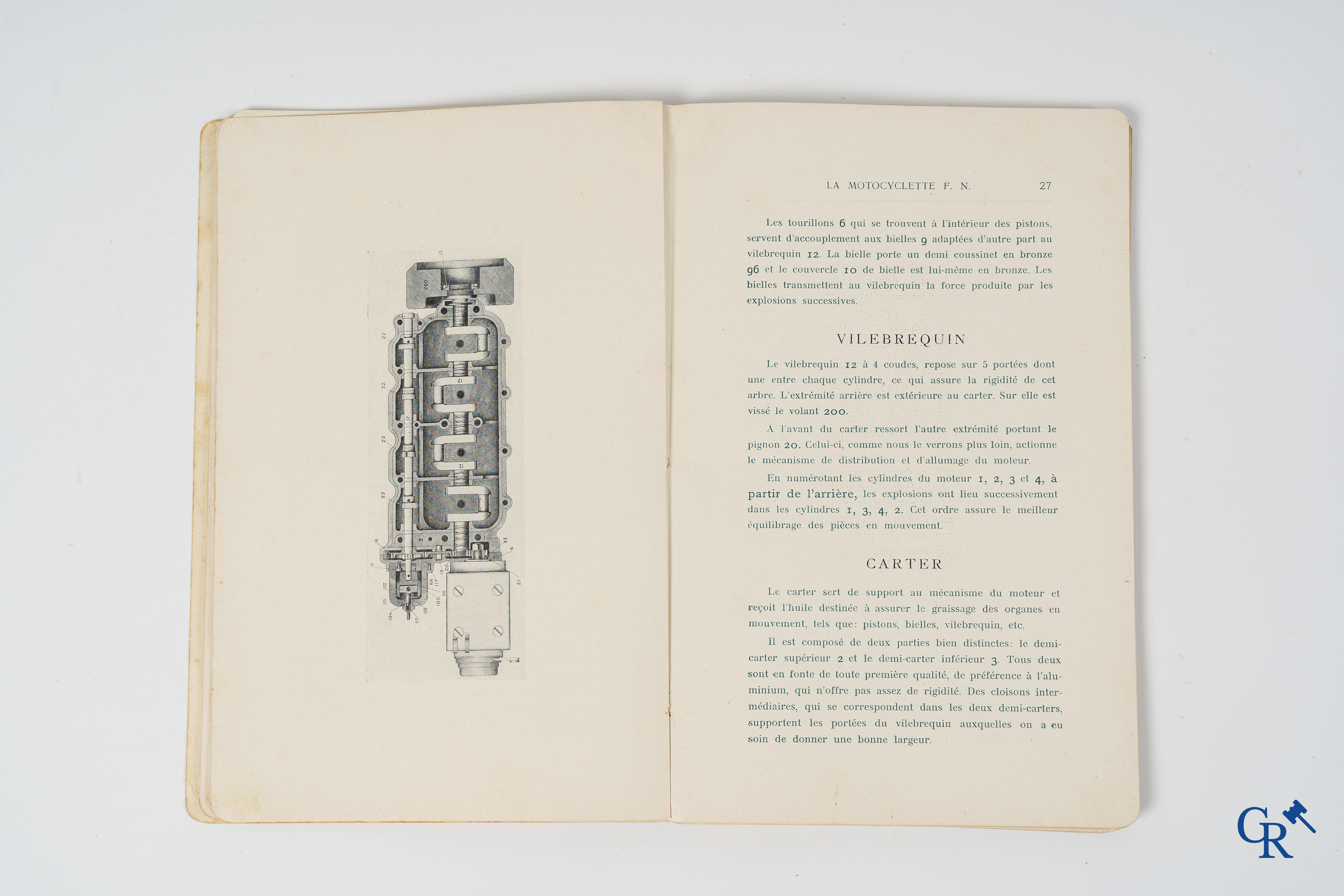 FN. Fabrique Nationale, Herstal-Liège. Original maintenance book for the 4 cylinder motorcycle F.N., model 1907.