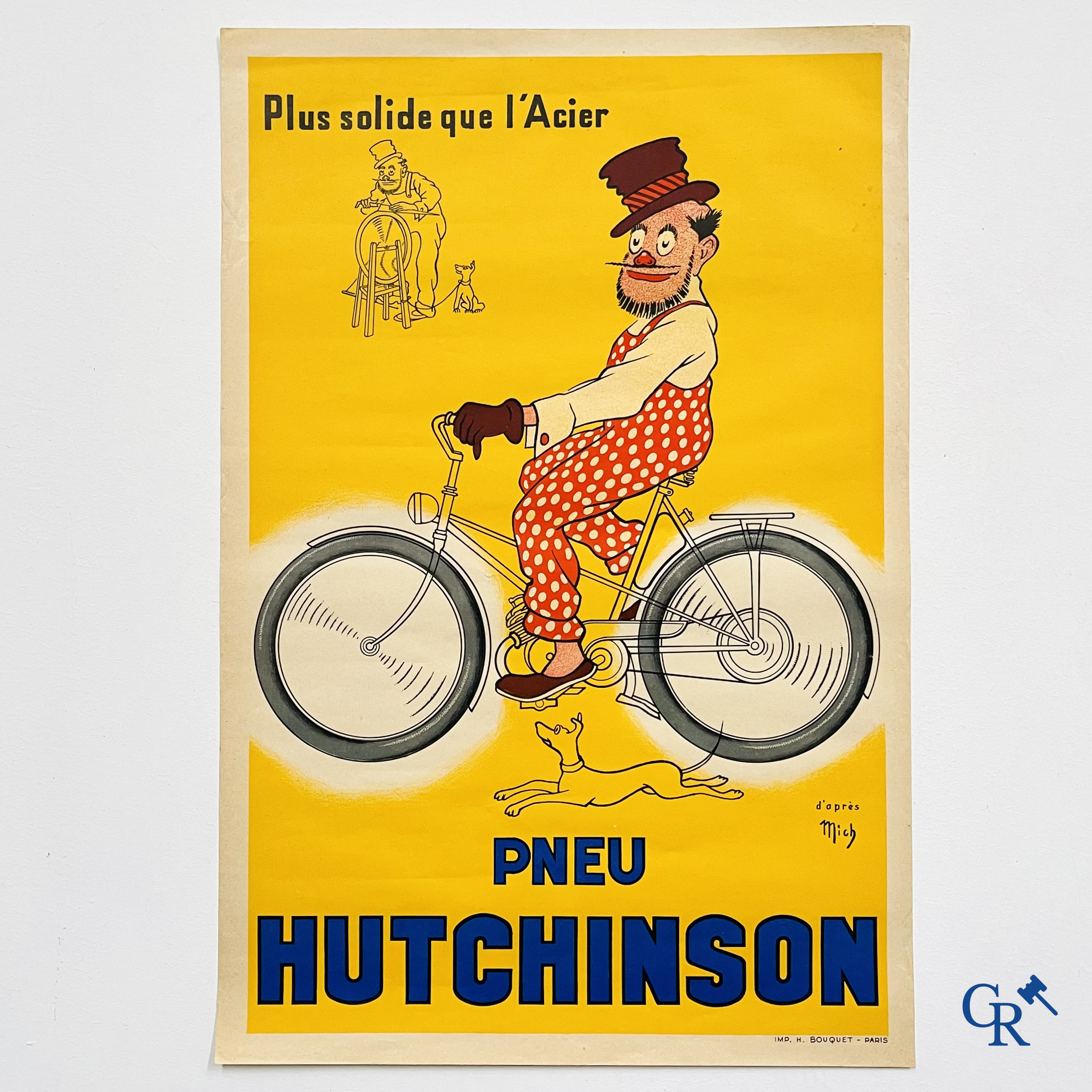 Pneu Hutchinson, Plus solide que l 'Acier. Lithograph on paper with a design by Mich. Imp. H. Bouquet - Paris.