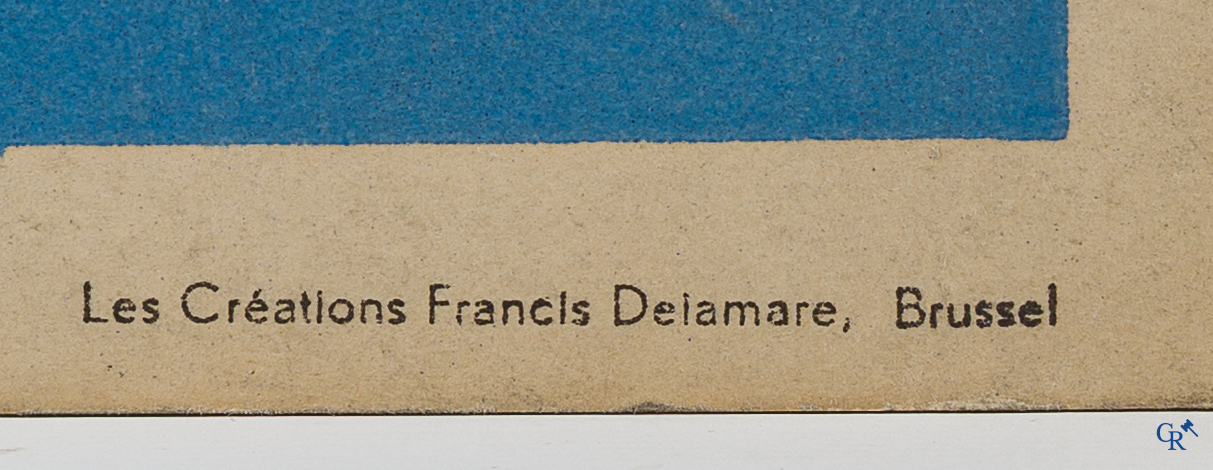 Francis Delamare (1895-1972) Double-sided and bilingual publicity cardboard for Thermic products.