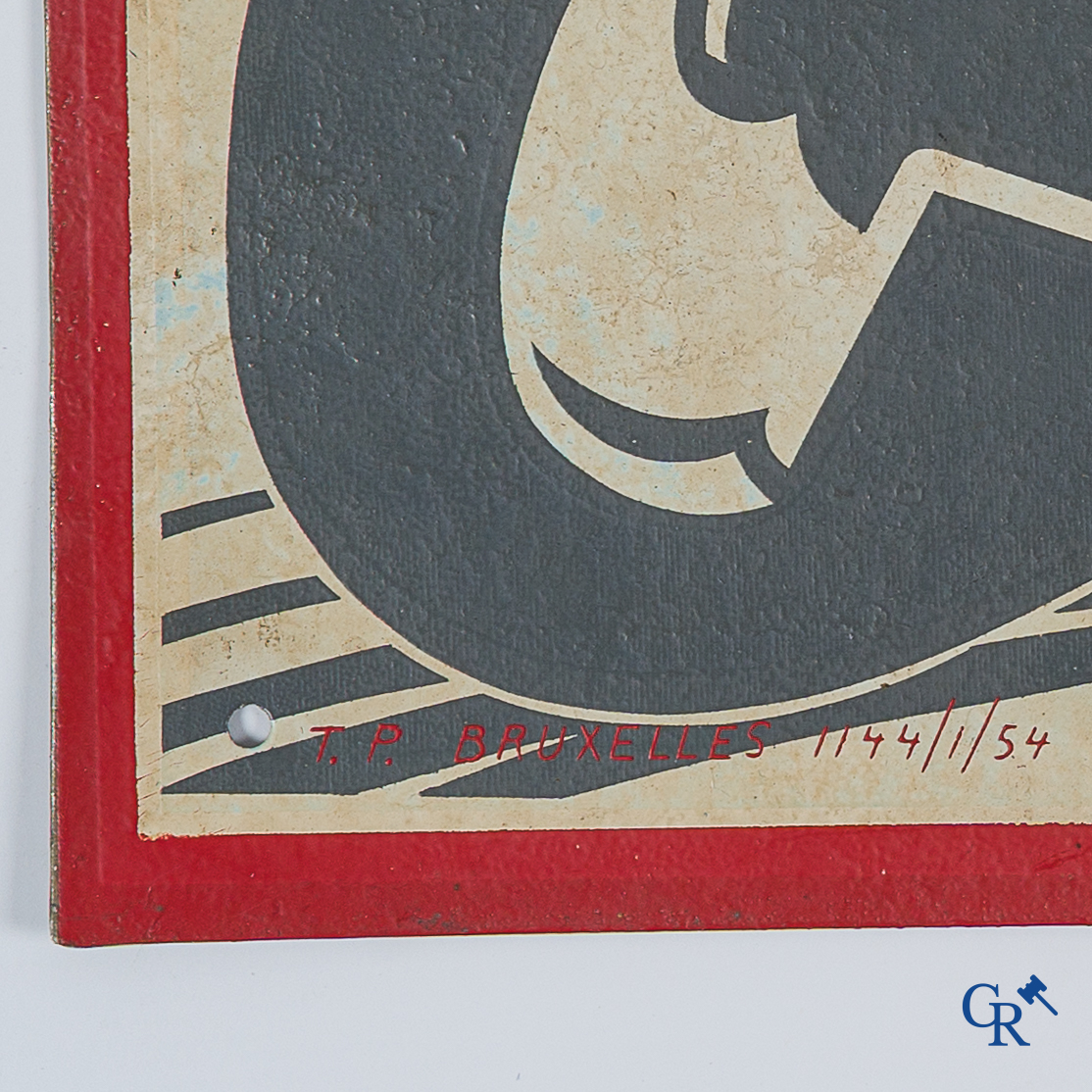 Accus Tudor. Publicity sign in printed metal for motorcycle batteries of the brand Tudor.