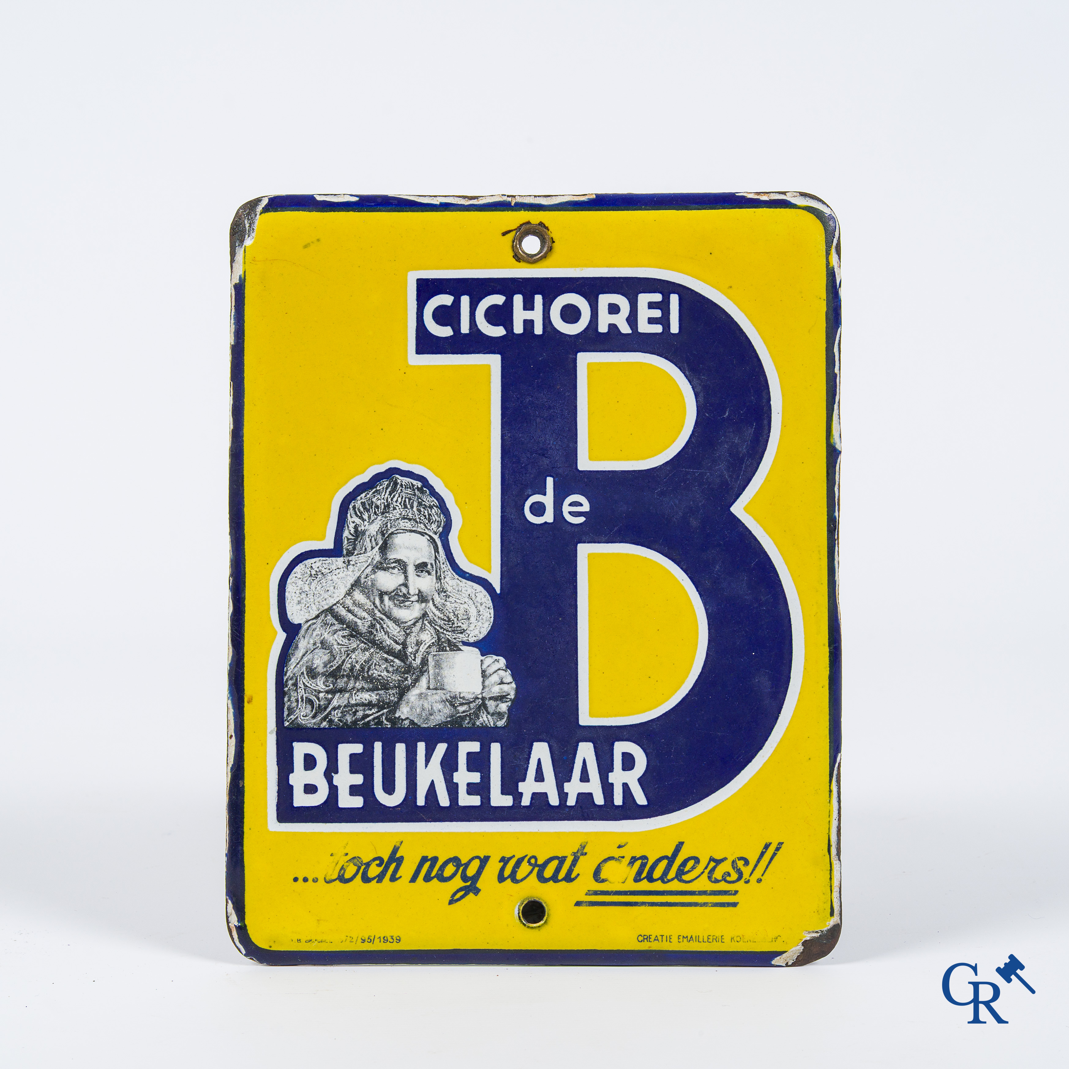 Cichorei de Beukelaar. Enamel advertising sign for the products of "the Beukelaar". Creation emaillerie Koekelberg 1939.
