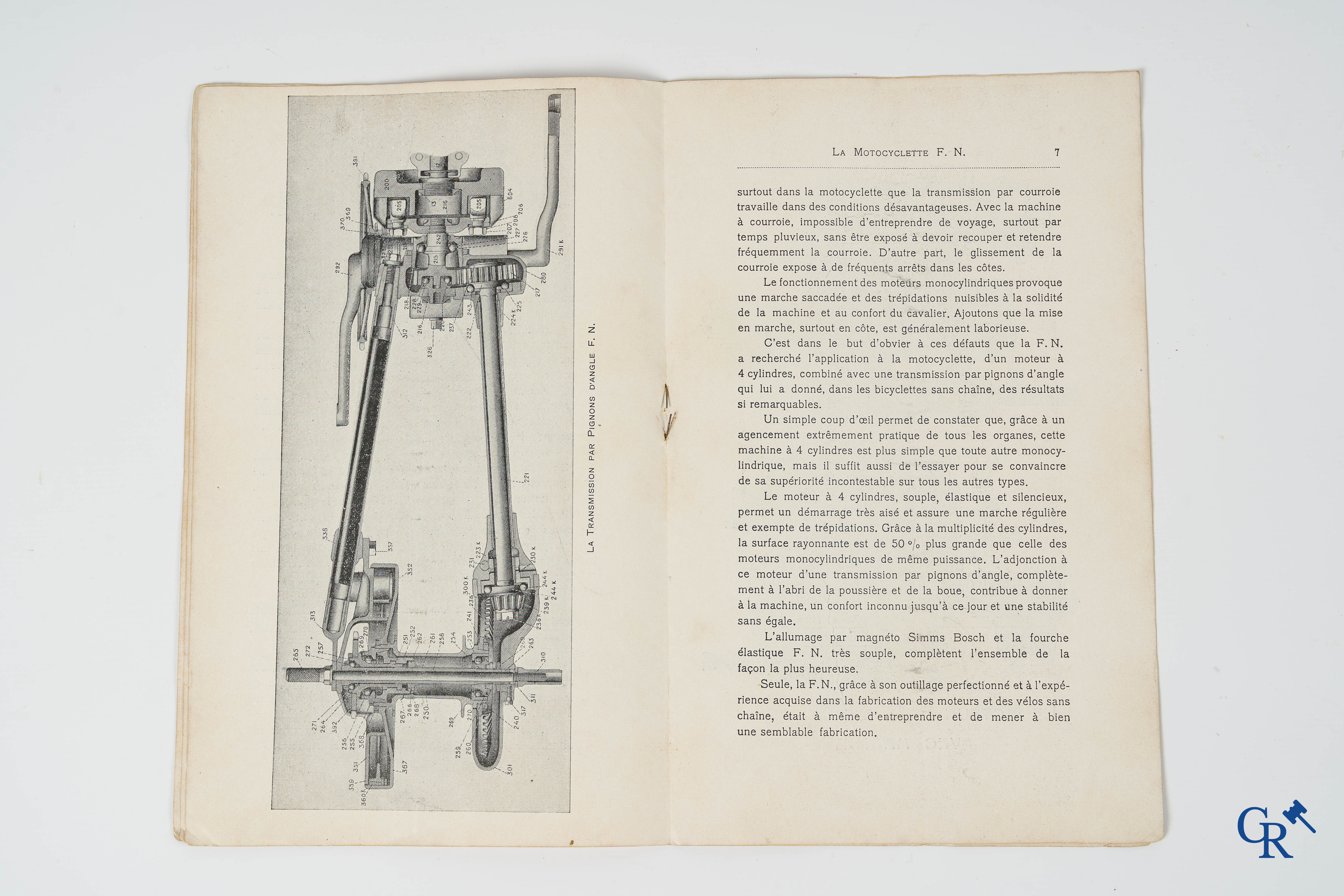 FN. Fabrique Nationale. Publicity leaflet-manual for the 4 cylinder motorcycle F.N., model 1907.