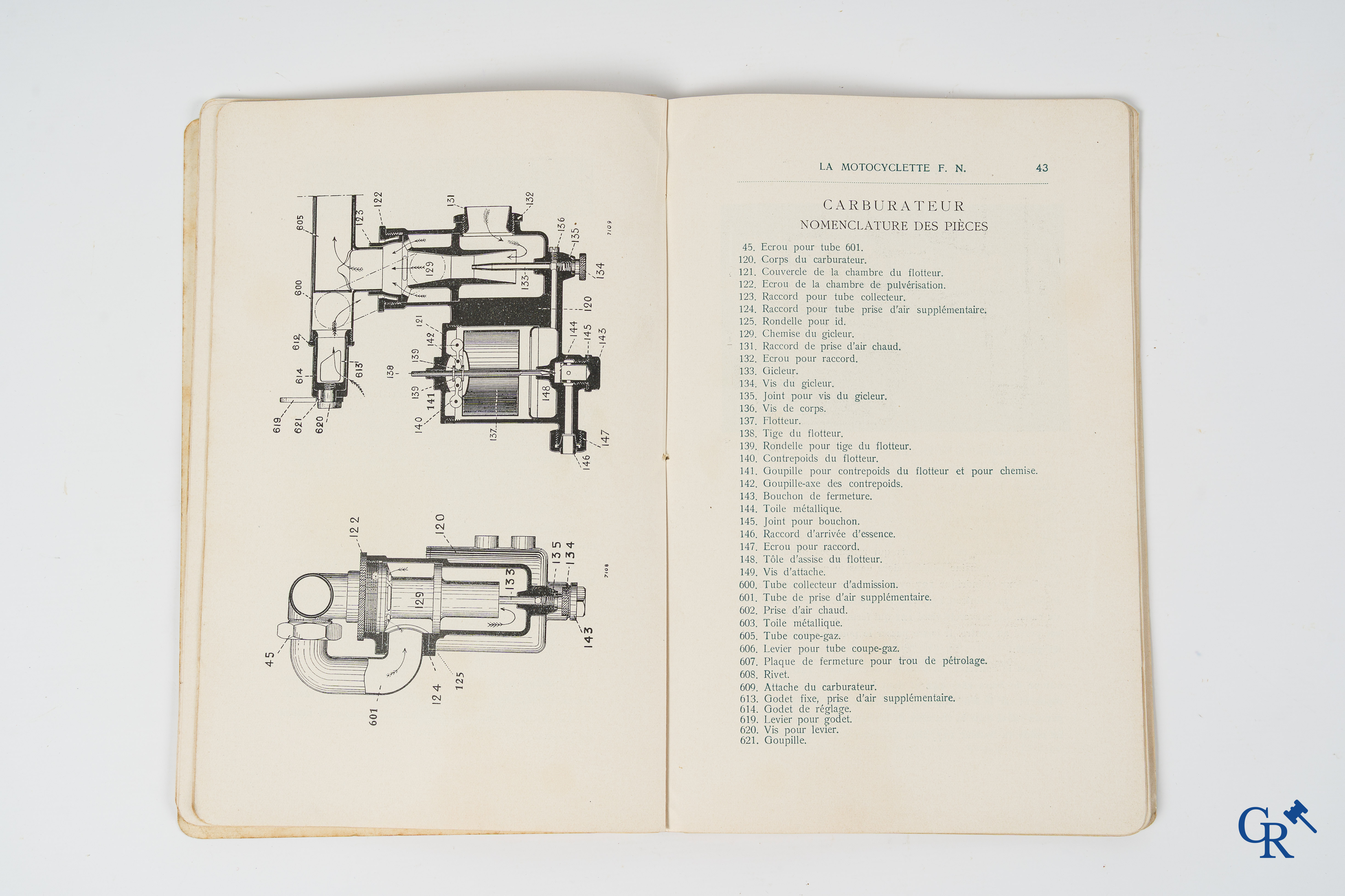 FN. Fabrique Nationale, Herstal-Liège. Original maintenance book for the 4 cylinder motorcycle F.N., model 1907.