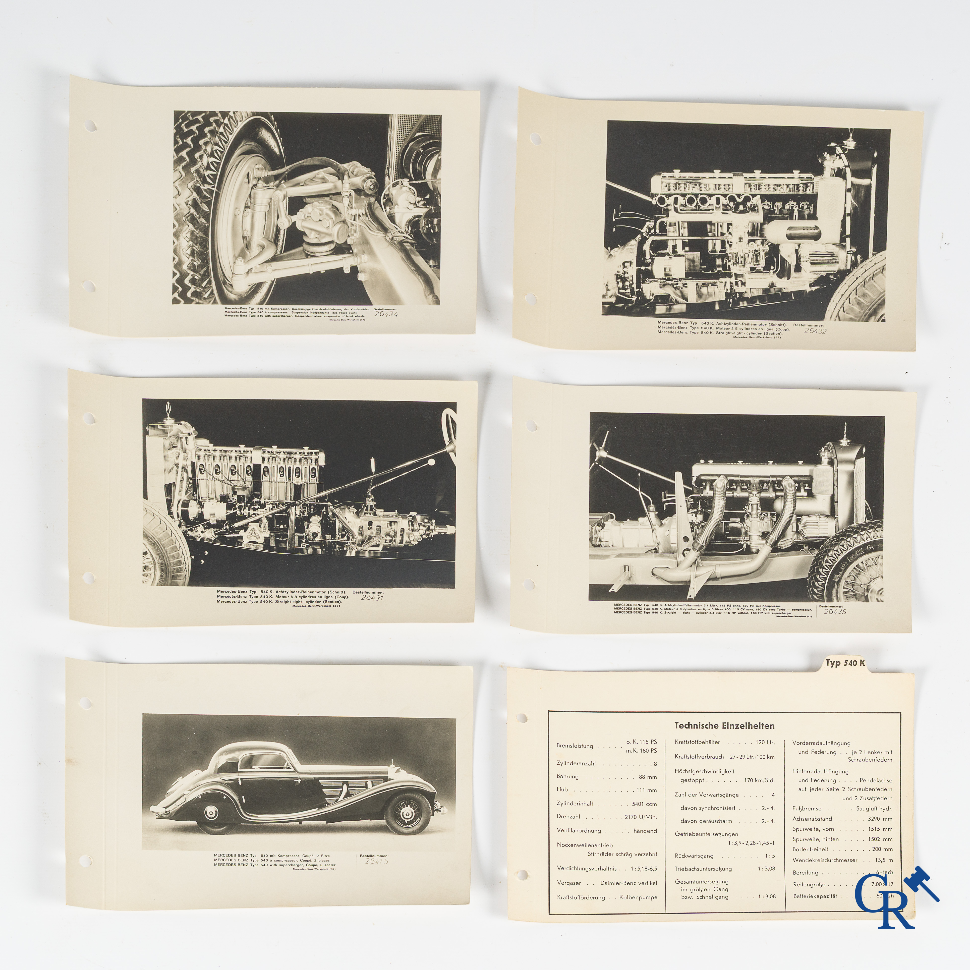 Mercedes-Benz Photodienst. Daimler-Benz A.G. Map with photo collection from 1937. Visual Department, Stuttgart.