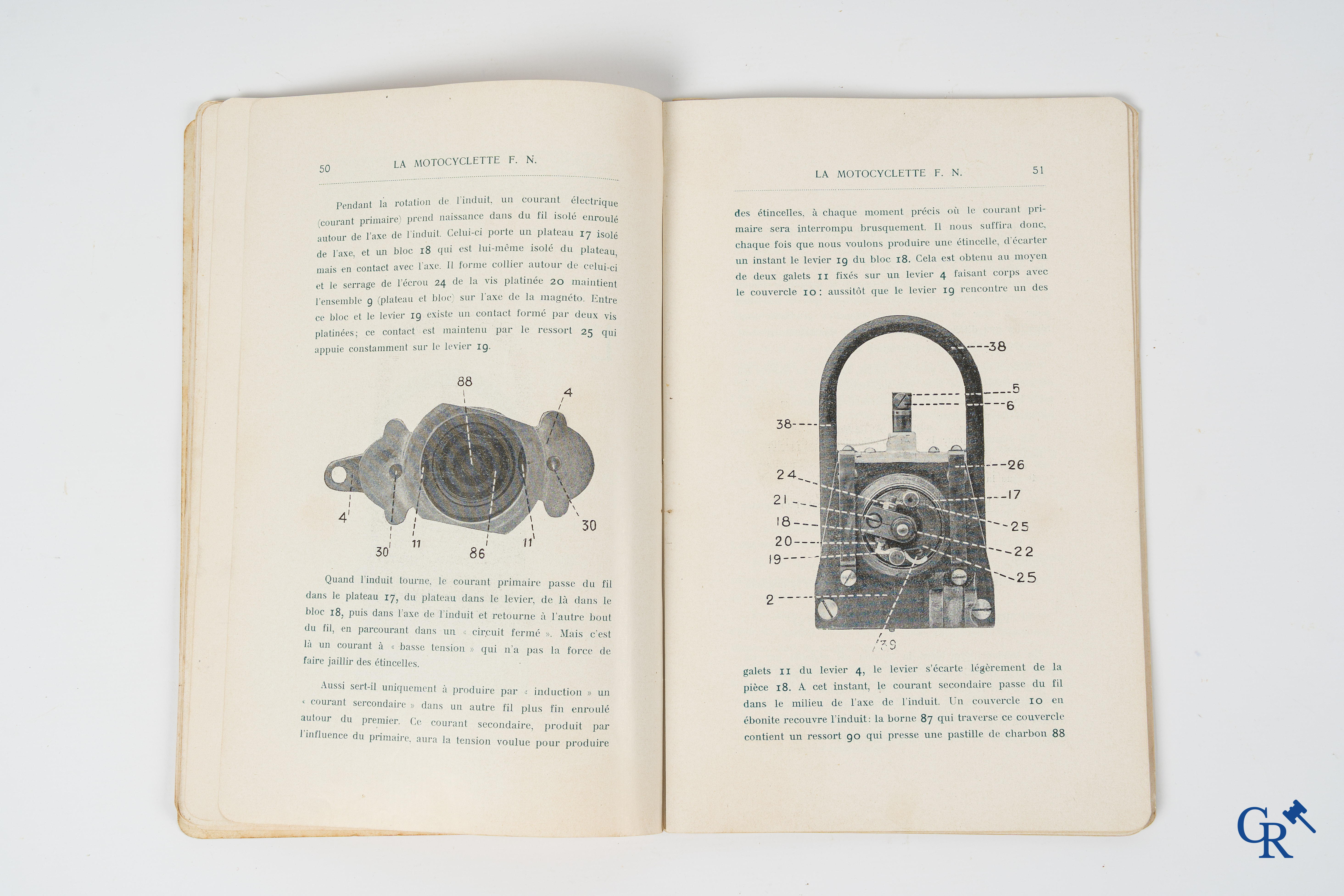 FN. Fabrique Nationale, Herstal-Liège. Original maintenance book for the 4 cylinder motorcycle F.N., model 1907.