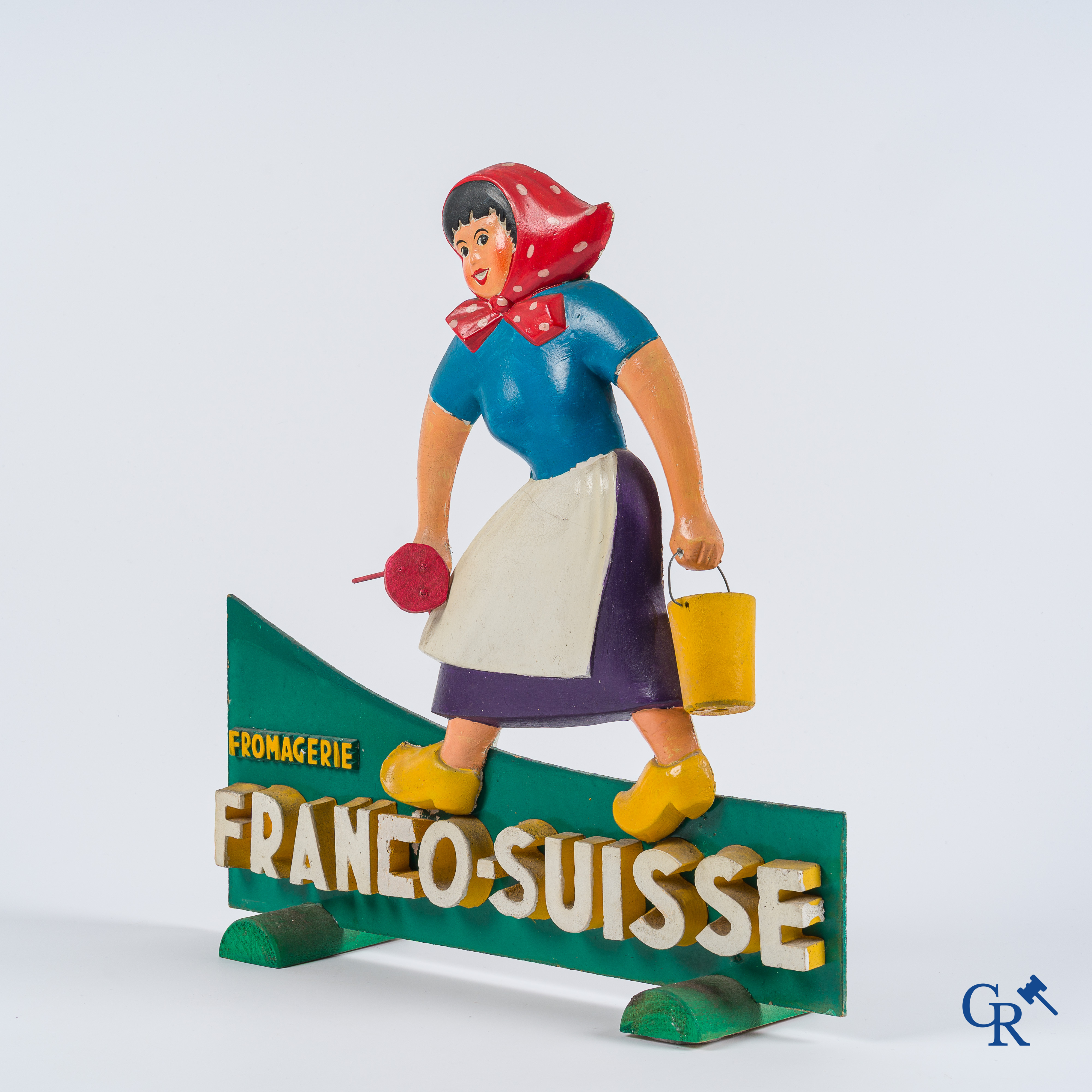 Fromagerie Franco Suisse. Publicity in plaster and wood for Franco Suisse cheese products. 1950's- '60s.