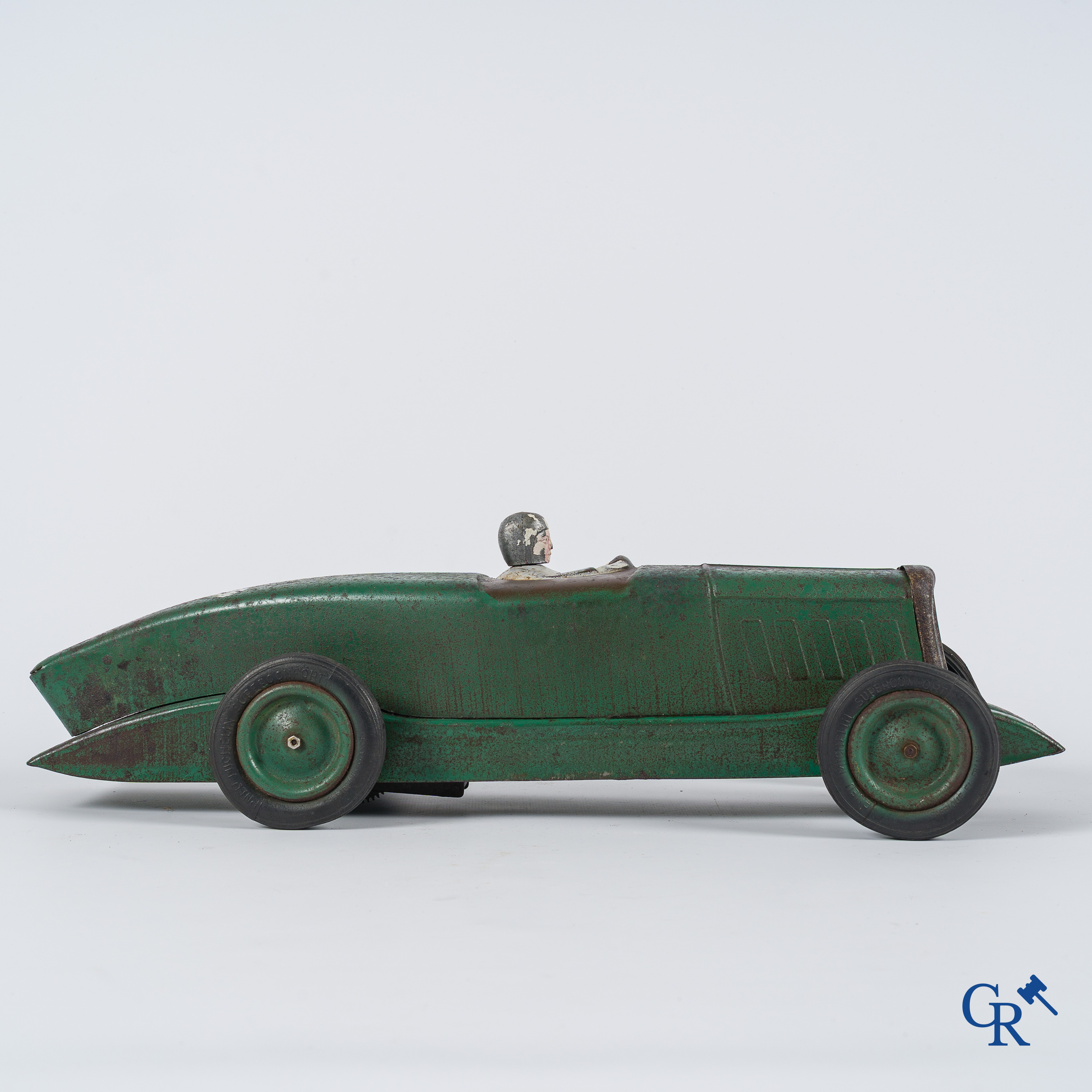 Old toys. Les Jouets Citroën, Made in France. Toy racing car in metal. 1930's.