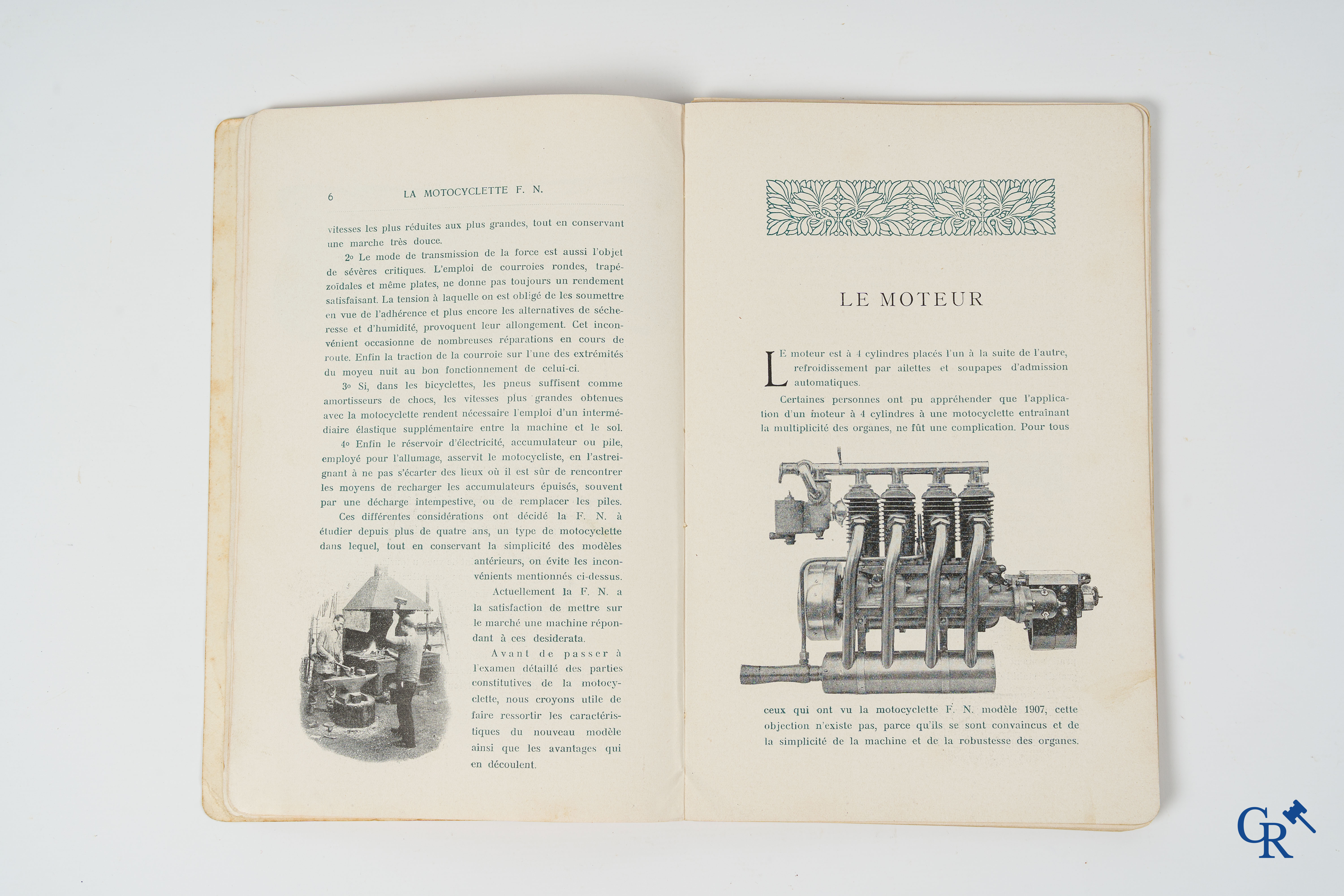 FN. Fabrique Nationale, Herstal-Liège. Original maintenance book for the 4 cylinder motorcycle F.N., model 1907.