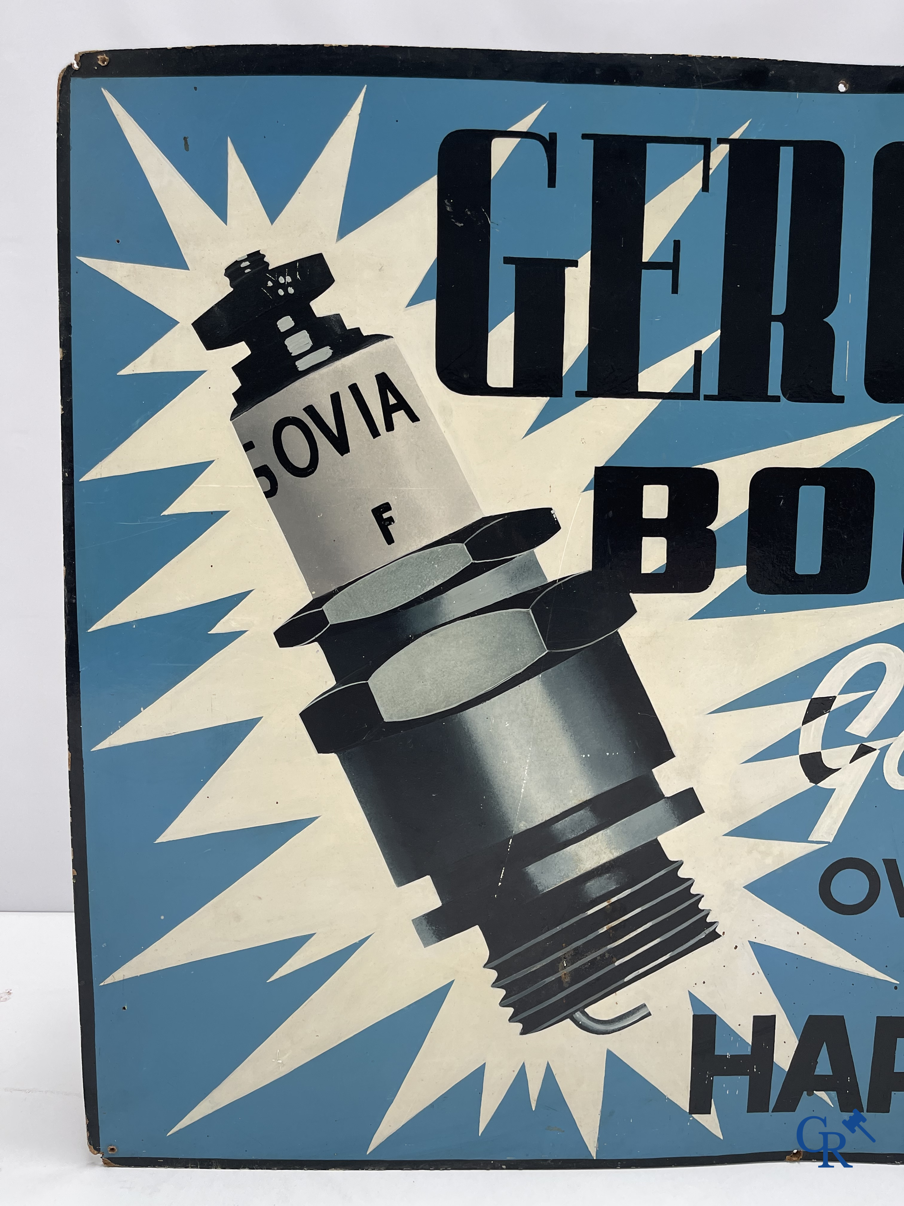 Bougies Gergovia. Groot beschilderd publiciteitsbord op hardboard voor Gergovia Bougie's. Jaren '60.