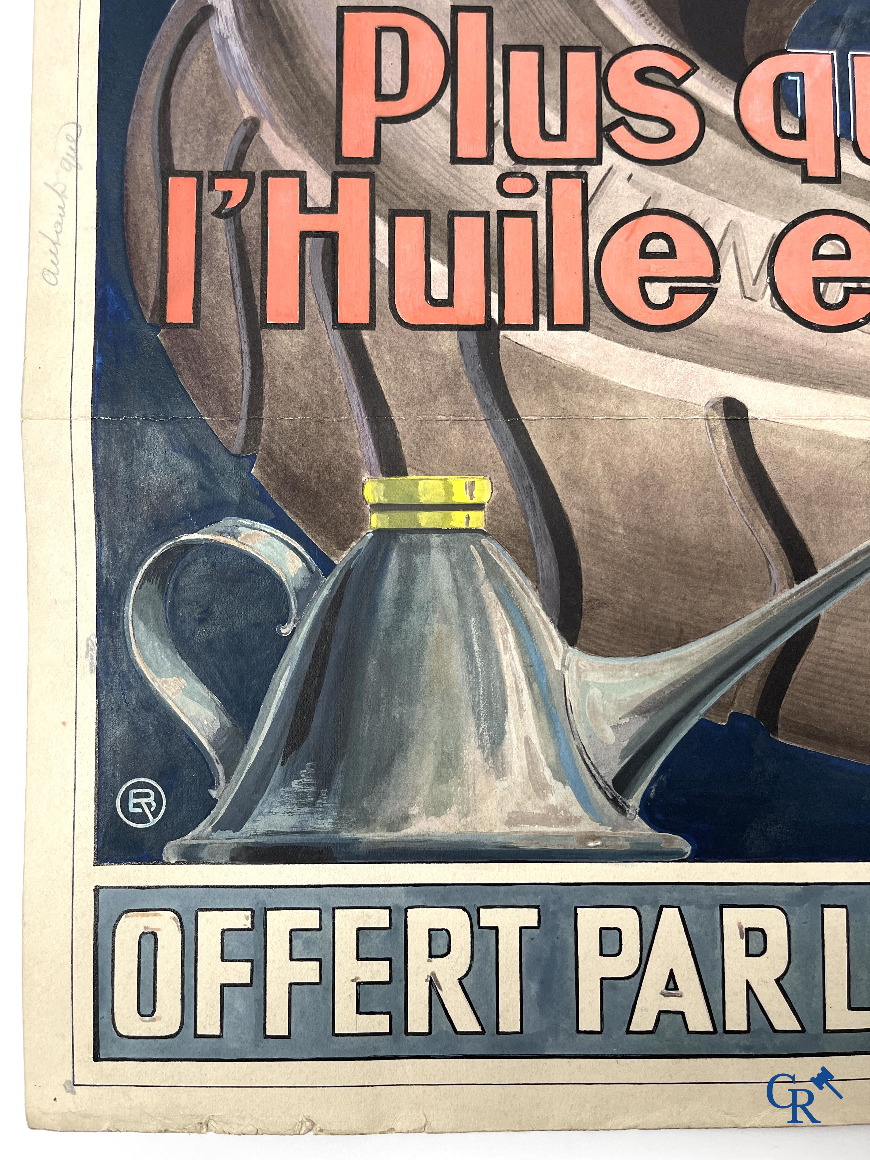 René Boby, een paar voorstelmodellen in gouache voor raadsborden van de Englebert bandenfabriek te Luik. Circa 1930.