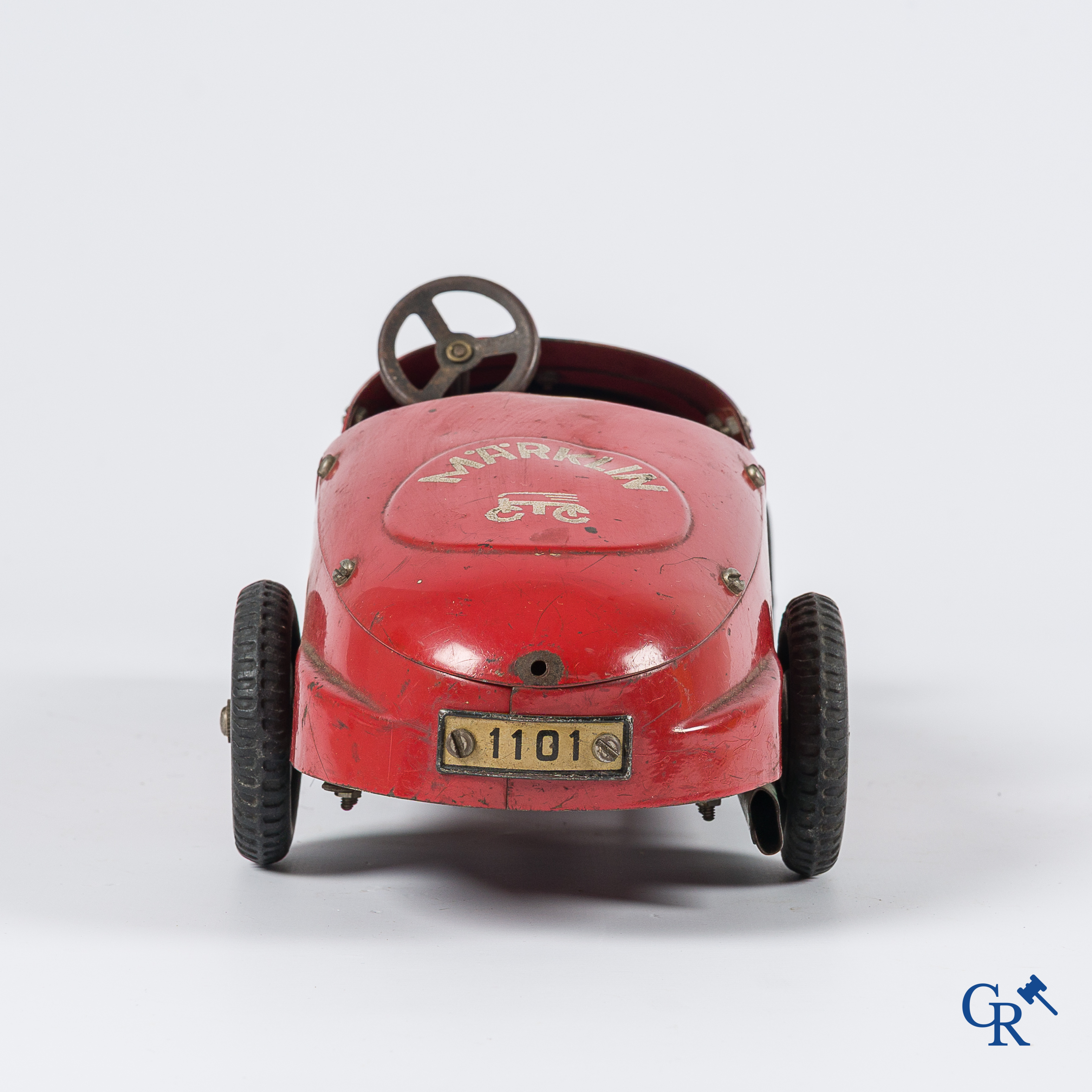 Märklin. Old toys. Original wind-up Mercedes model car in painted tin. 1930's.