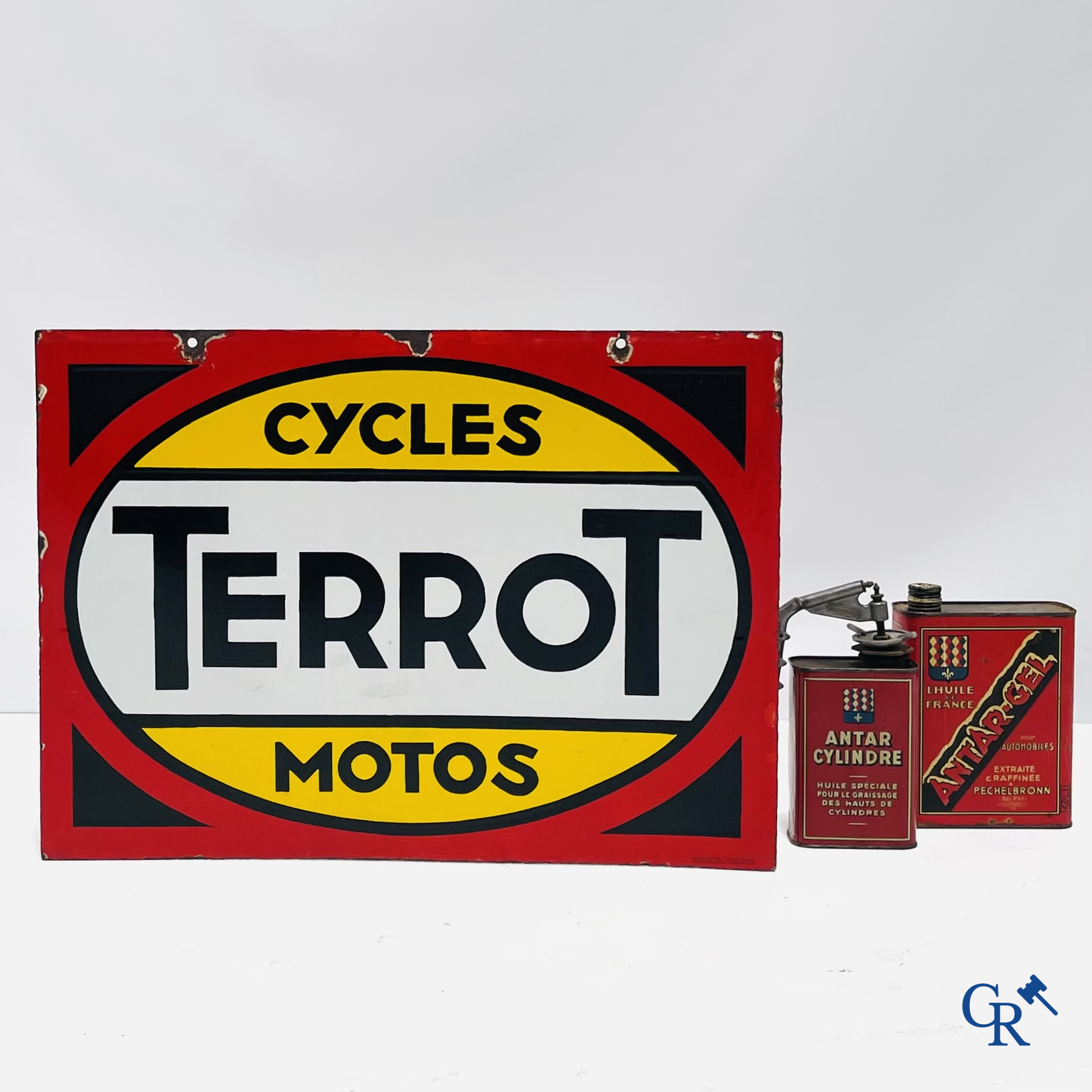 Terrot. Double-sided advertising sign for bicycles and motorcycles Terrot. Emaillerie Alsacienne. 1920's - 1930's.