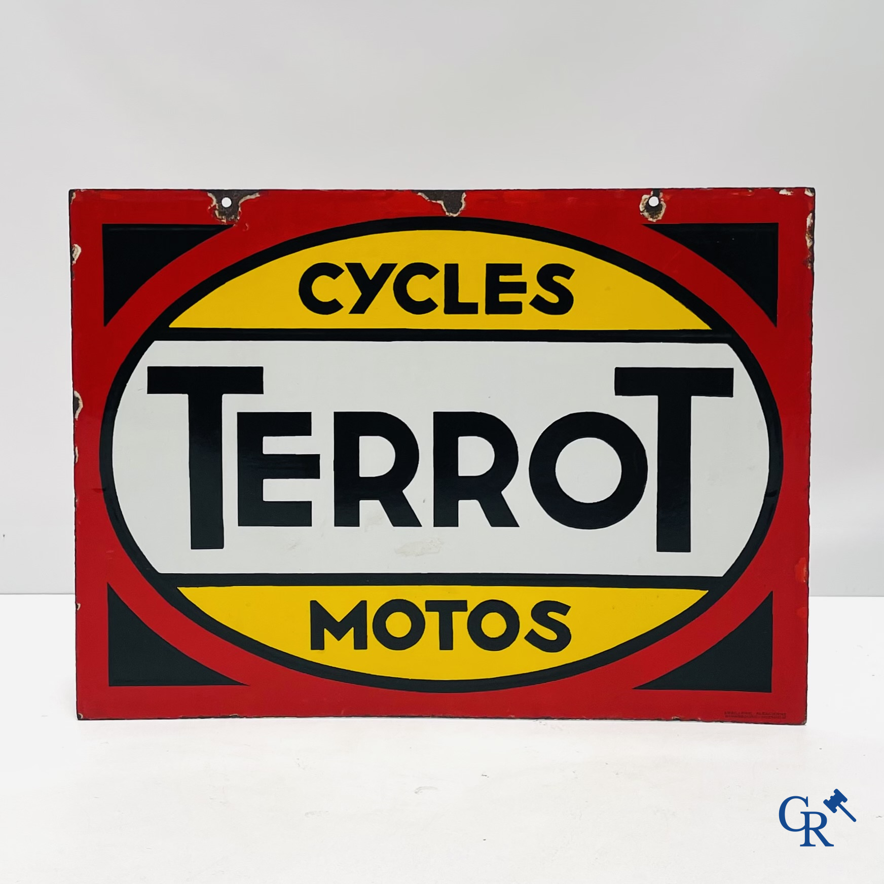 Terrot. Double-sided advertising sign for bicycles and motorcycles Terrot. Emaillerie Alsacienne. 1920's - 1930's.
