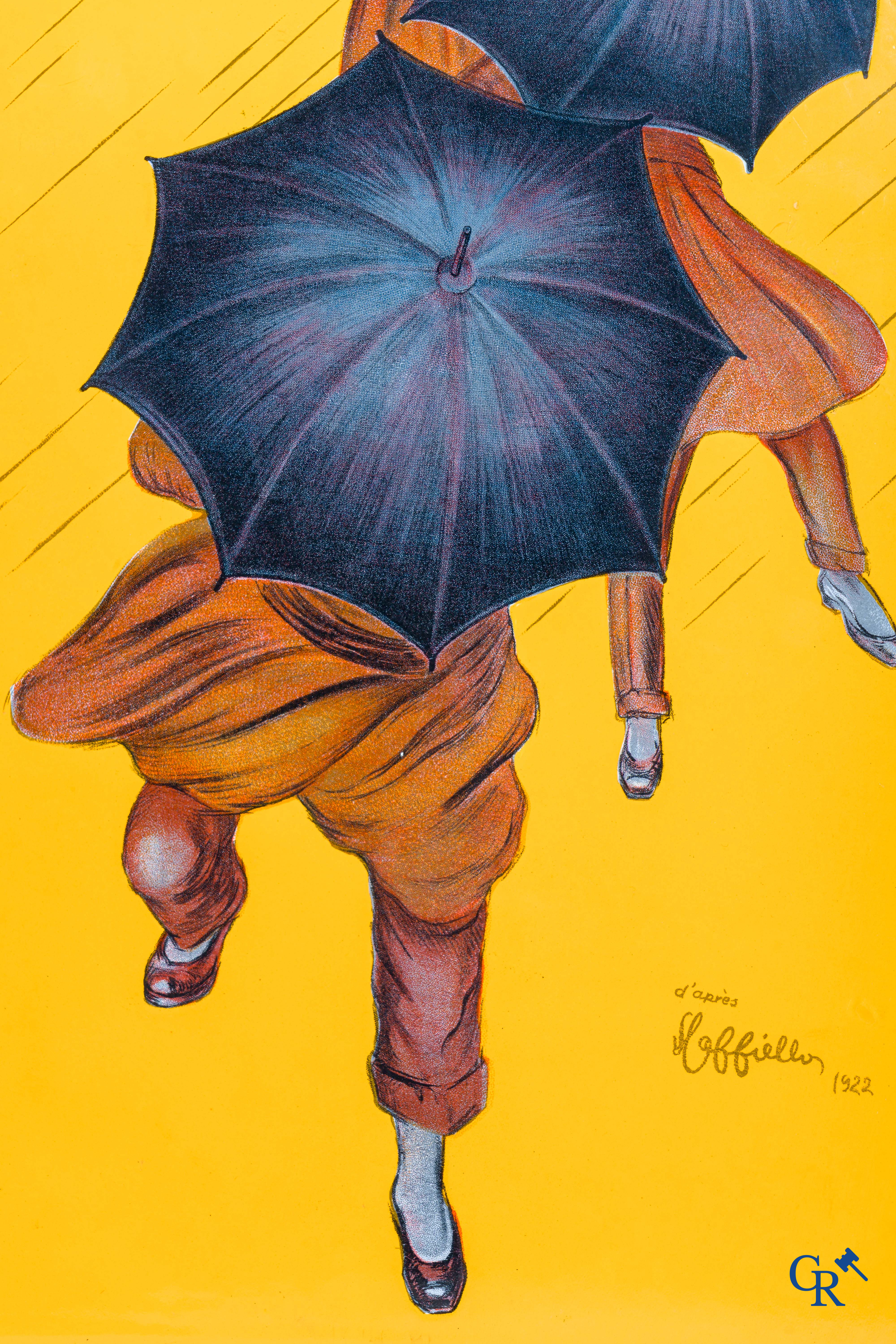 Parapluie-Revel. Double-sided enameled publicity sign. Design by Leonetto Cappiello. 1920's.