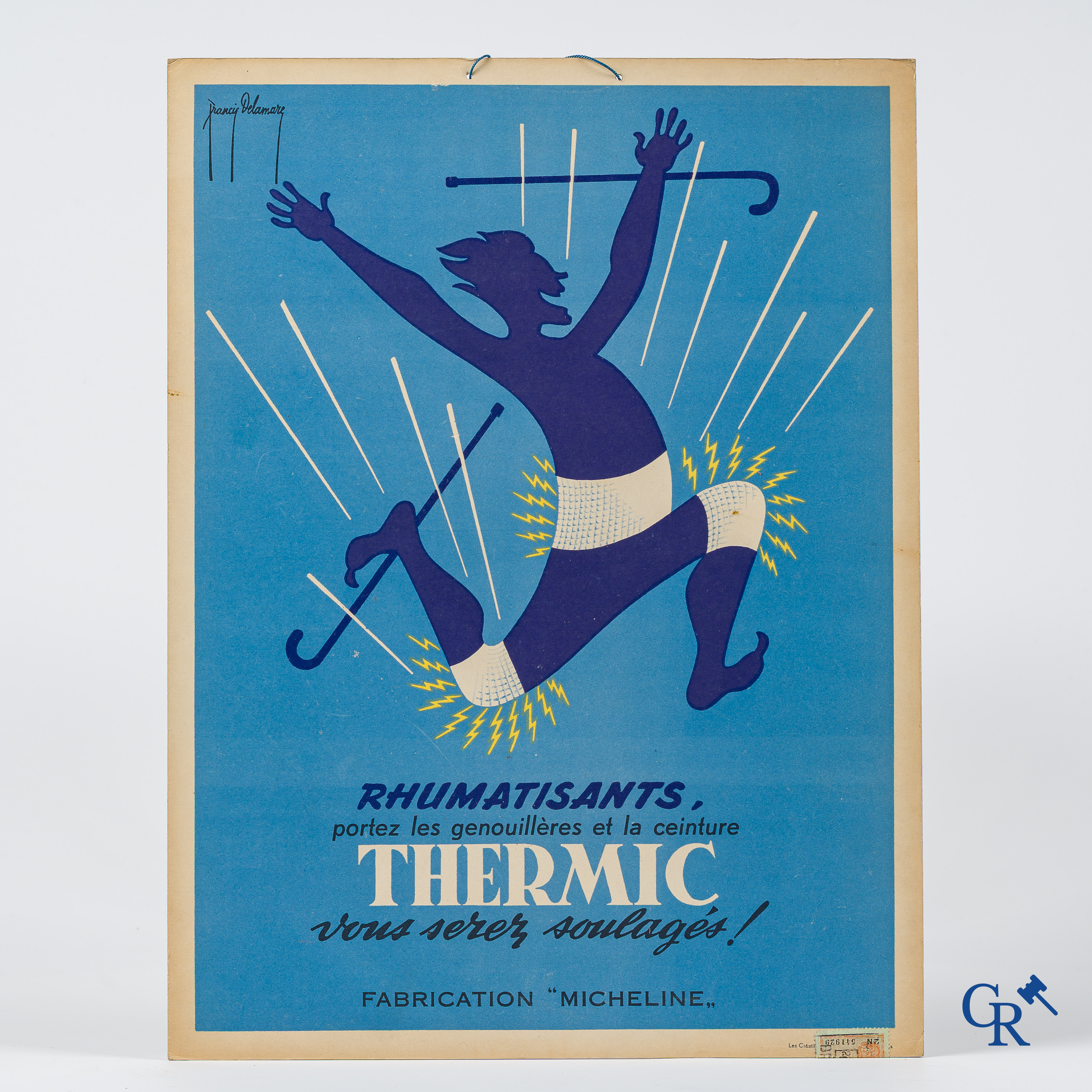 Francis Delamare (1895-1972) Double-sided and bilingual publicity cardboard for Thermic products.