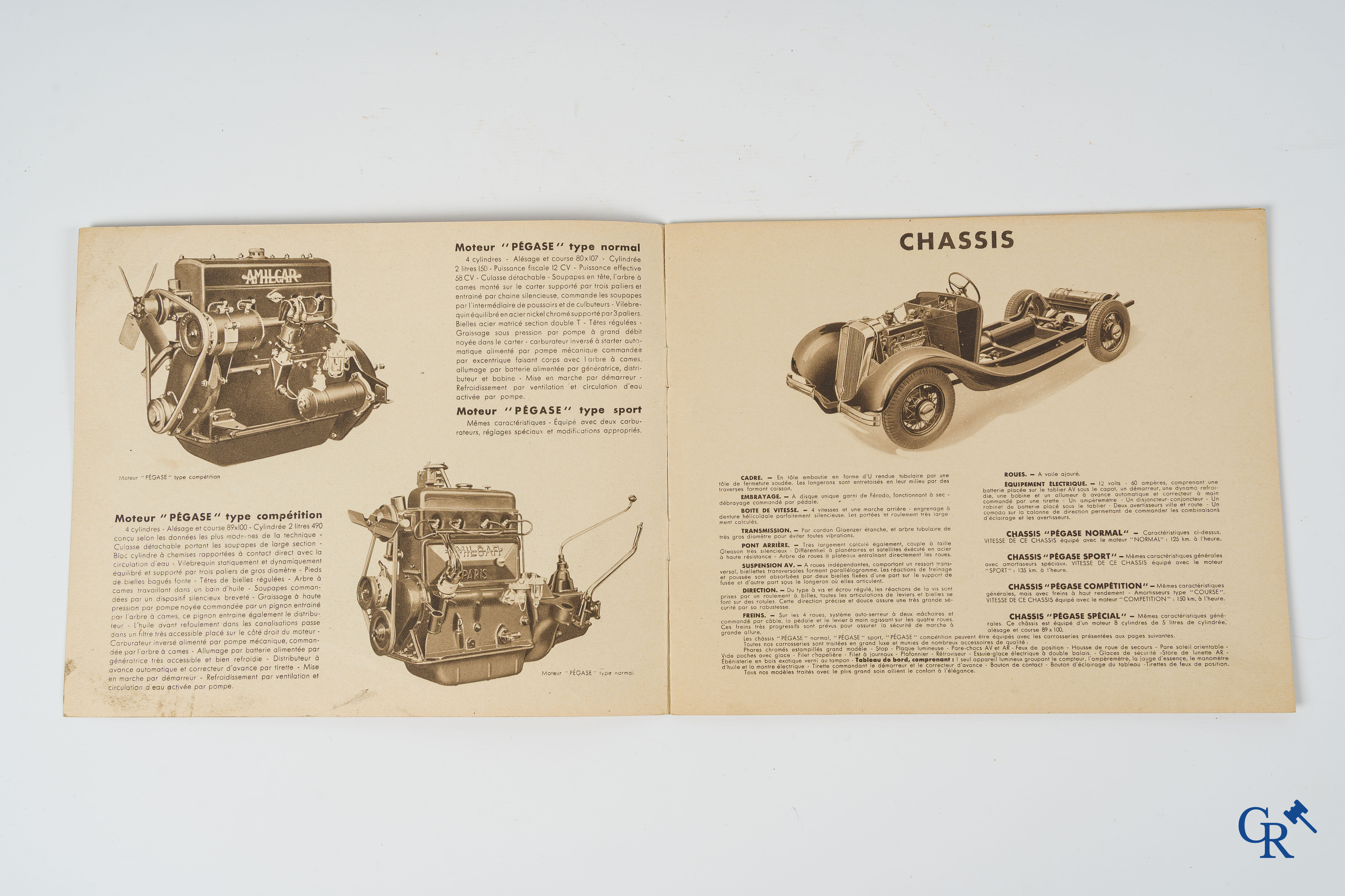 Automobilia. Géo Ham for Amilcar. Original publicity leaflet for Amilcar, modèles Pégase. 1935-1936.