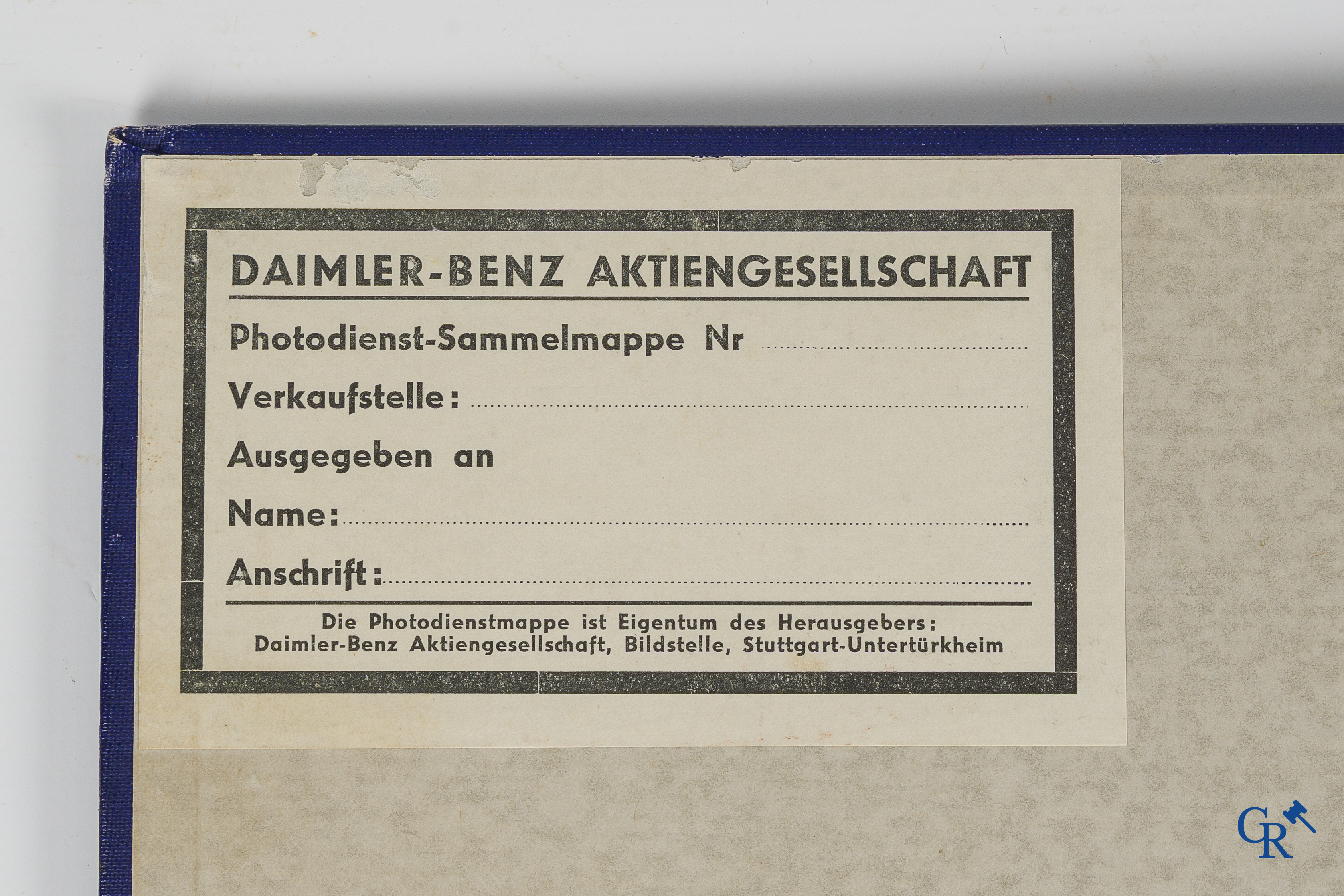 Mercedes-Benz Photodienst. Daimler-Benz A.G. Map with photo collection from 1937. Visual Department, Stuttgart.