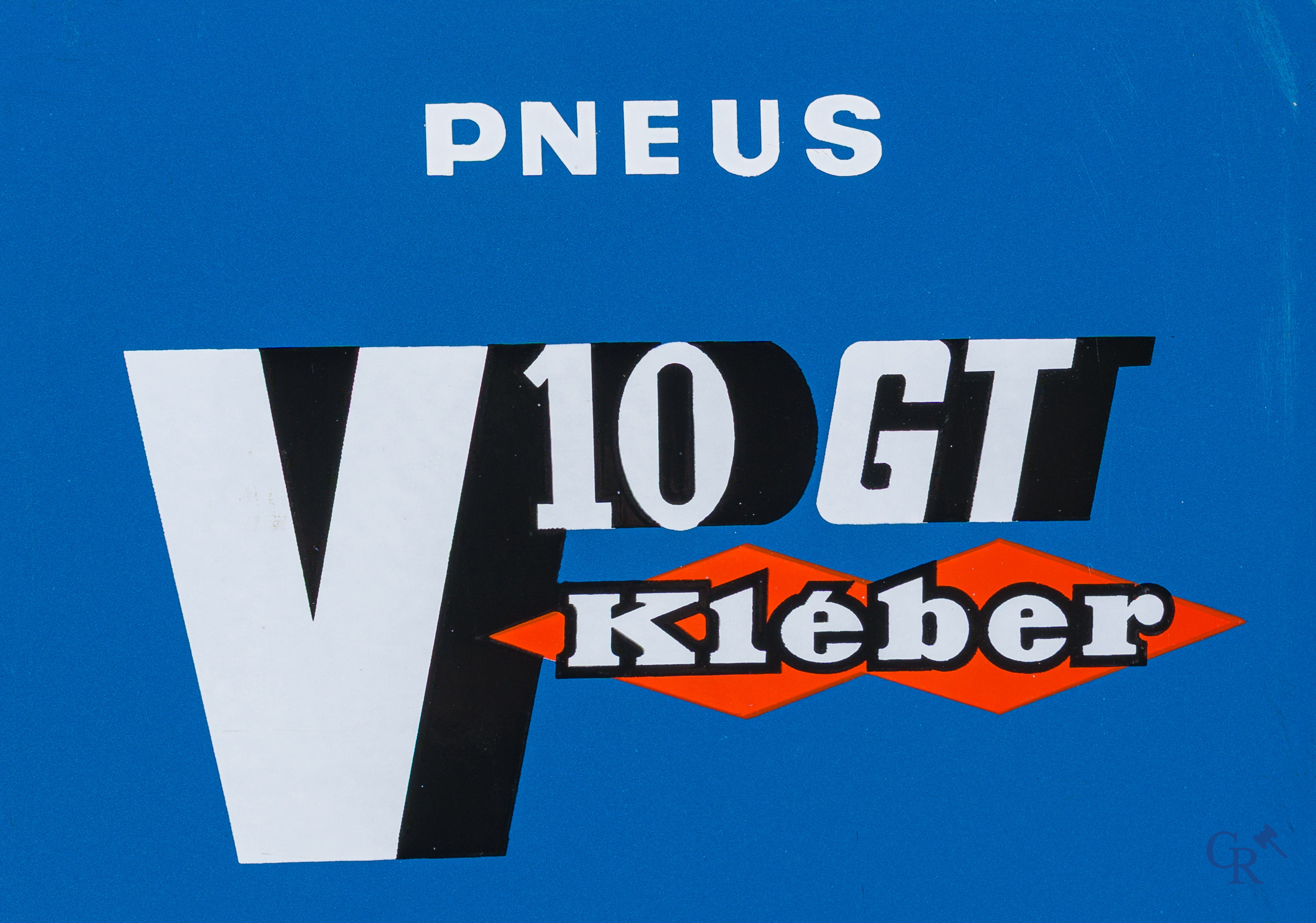 Pneus Kléber, emaille reclamethermometer voor het bandenmerk Kléber. Emaillerie Alsacienne Strasbourg.