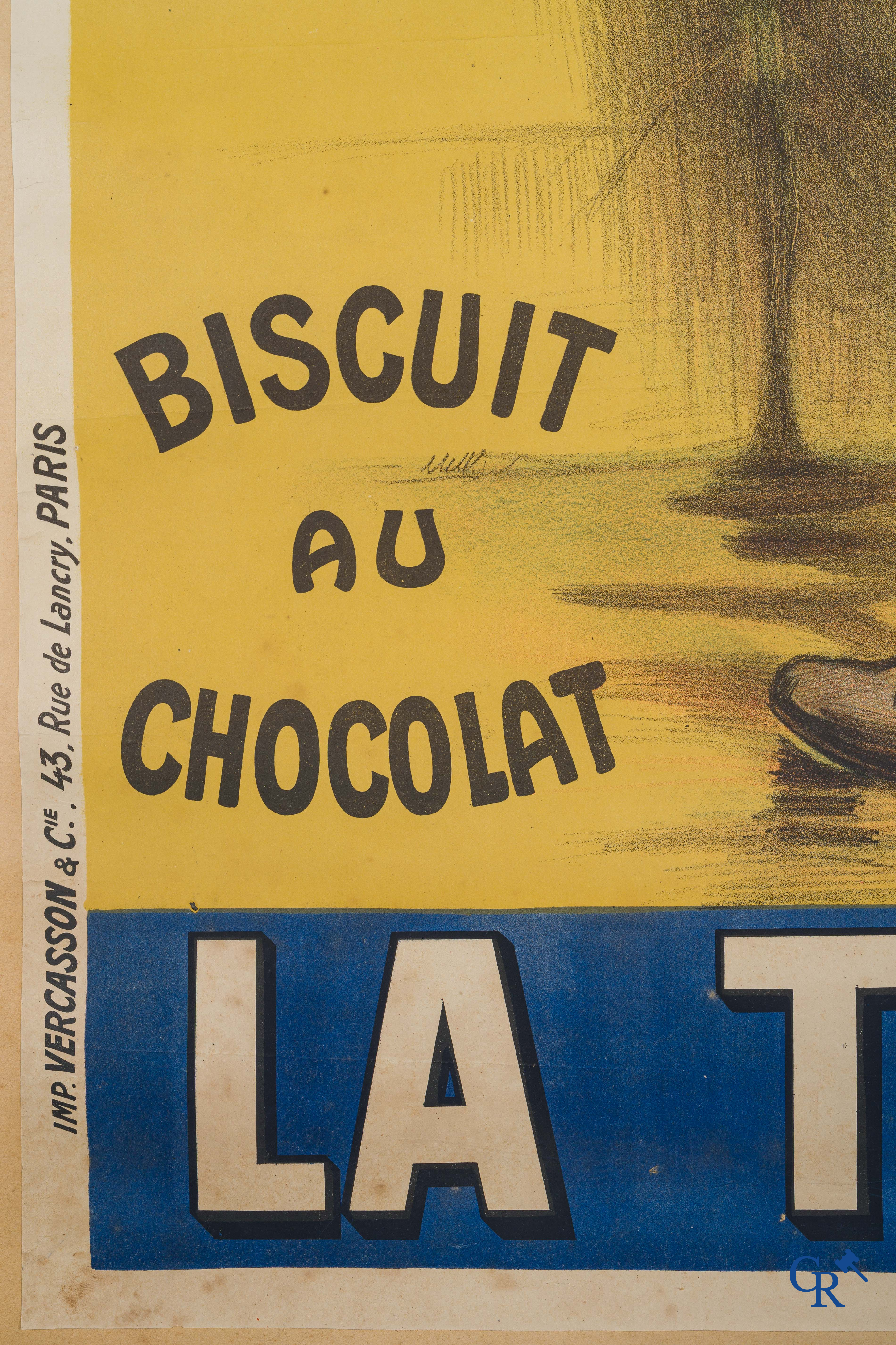Firmin Bouisset (1859-1925) Rare publicity poster for chocolate biscuits "La Touraine".