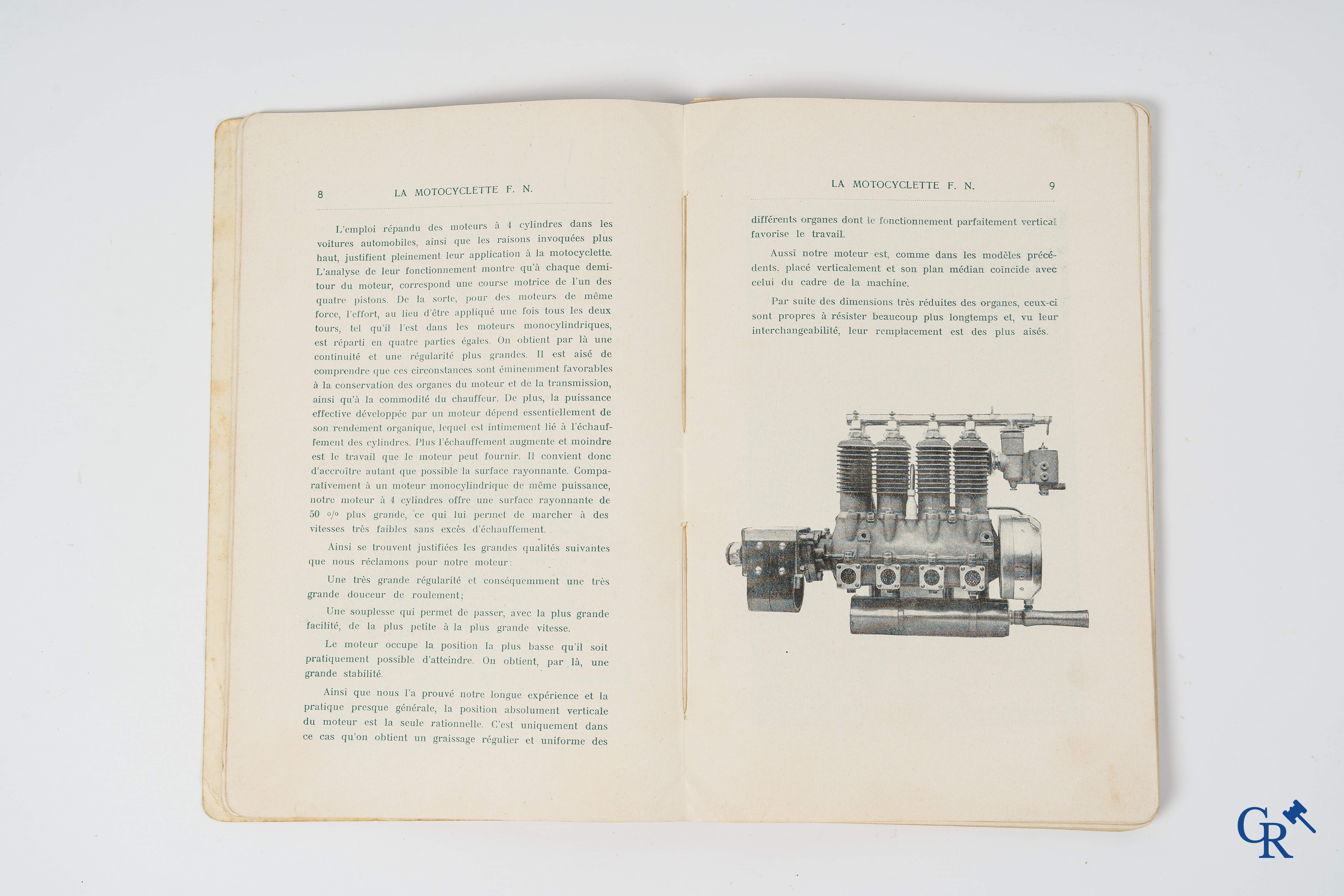 FN. Fabrique Nationale, Herstal-Liège. Original maintenance book for the 4 cylinder motorcycle F.N., model 1907.