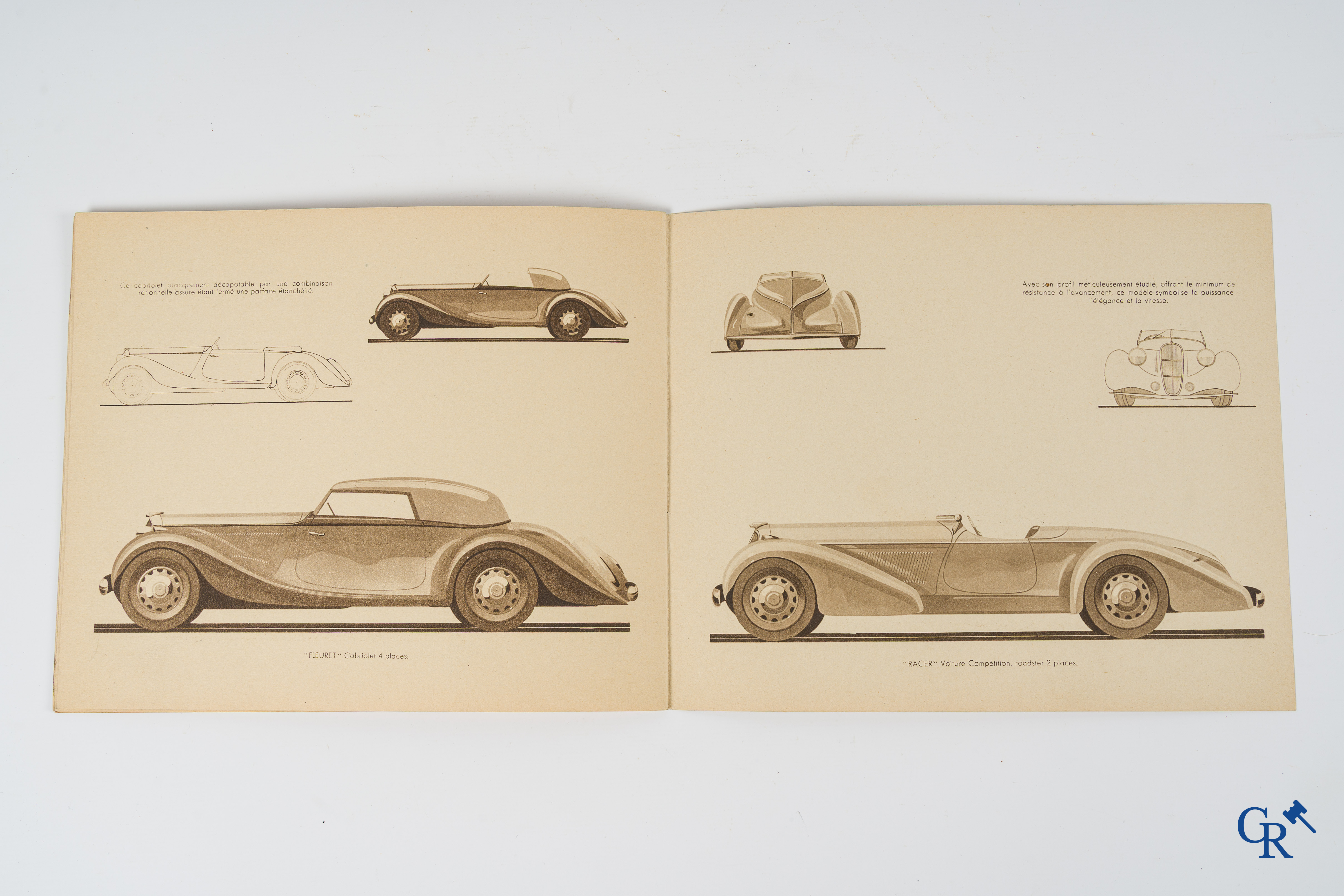 Automobilia. Géo Ham for Amilcar. Original publicity leaflet for Amilcar, modèles Pégase. 1935-1936.