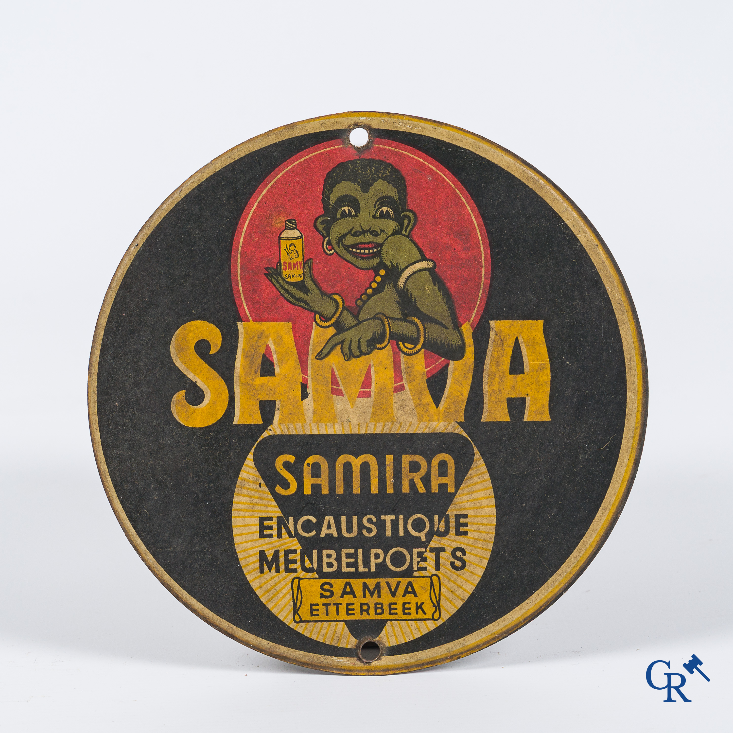 Door post in printed metal for furniture polish Samira from the company Samva in Etterbeek. 1930's.