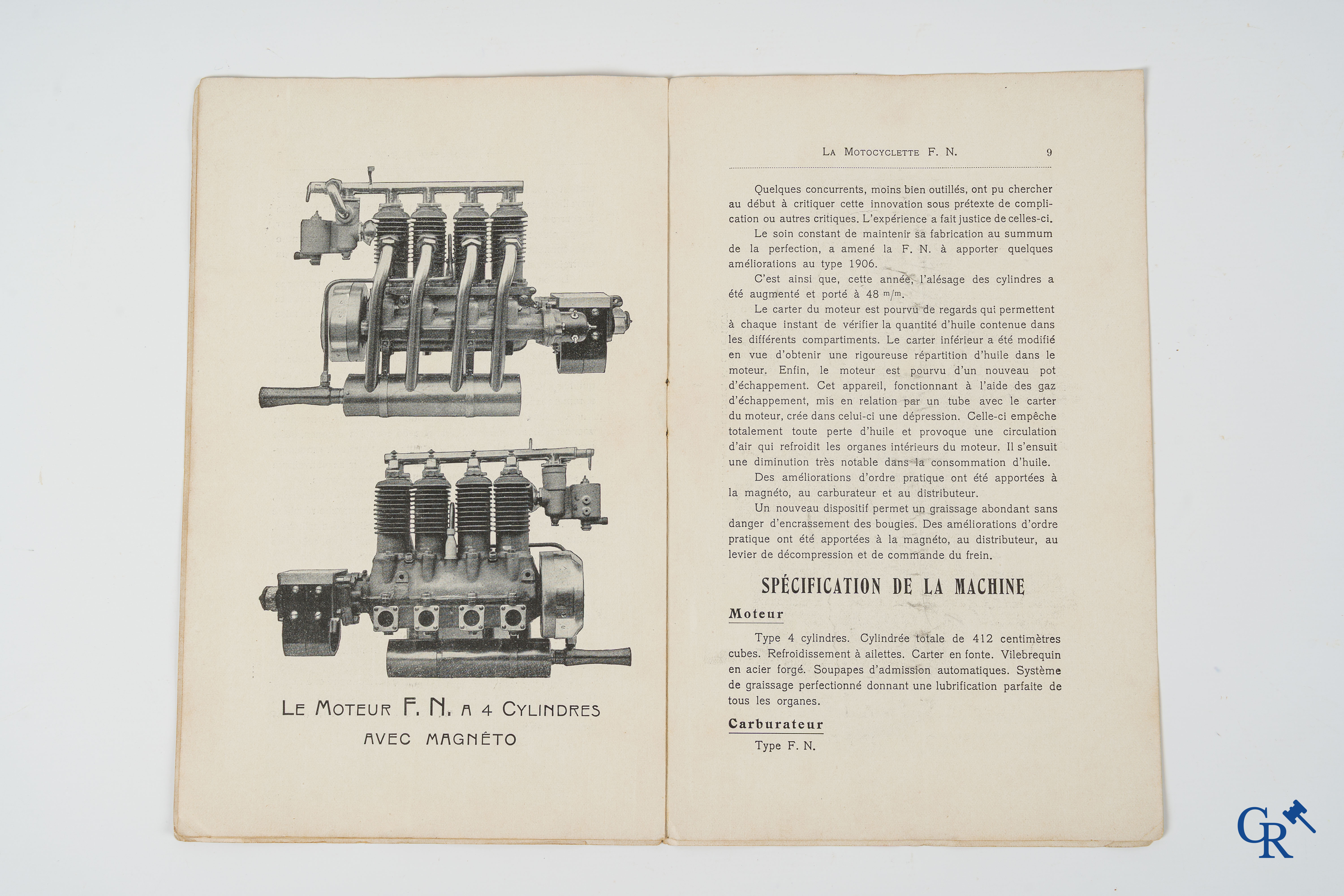 FN. Fabrique Nationale. Publicity leaflet-manual for the 4 cylinder motorcycle F.N., model 1907.