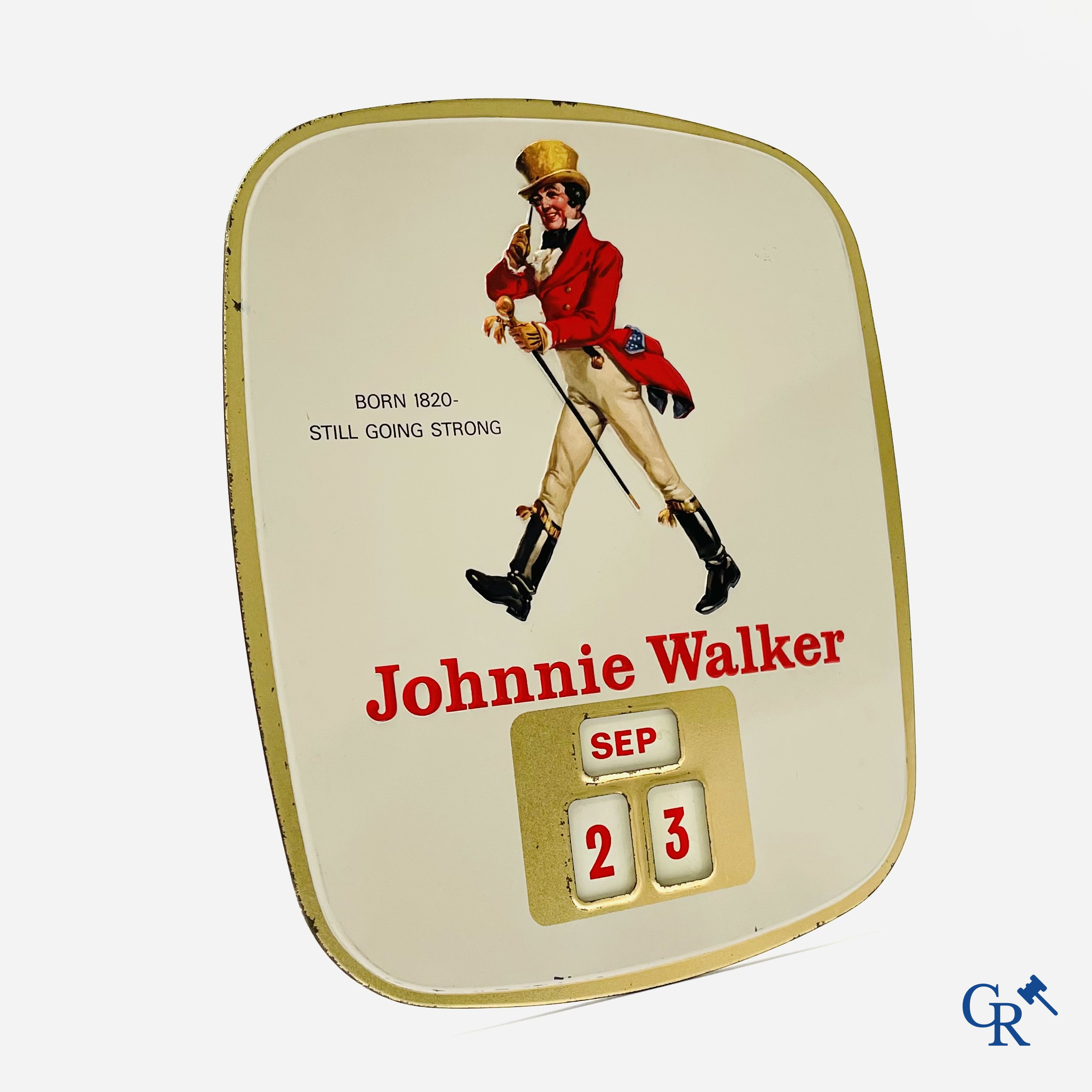 Johnnie Walker, a publicity calendar in printed metal. 1950's.