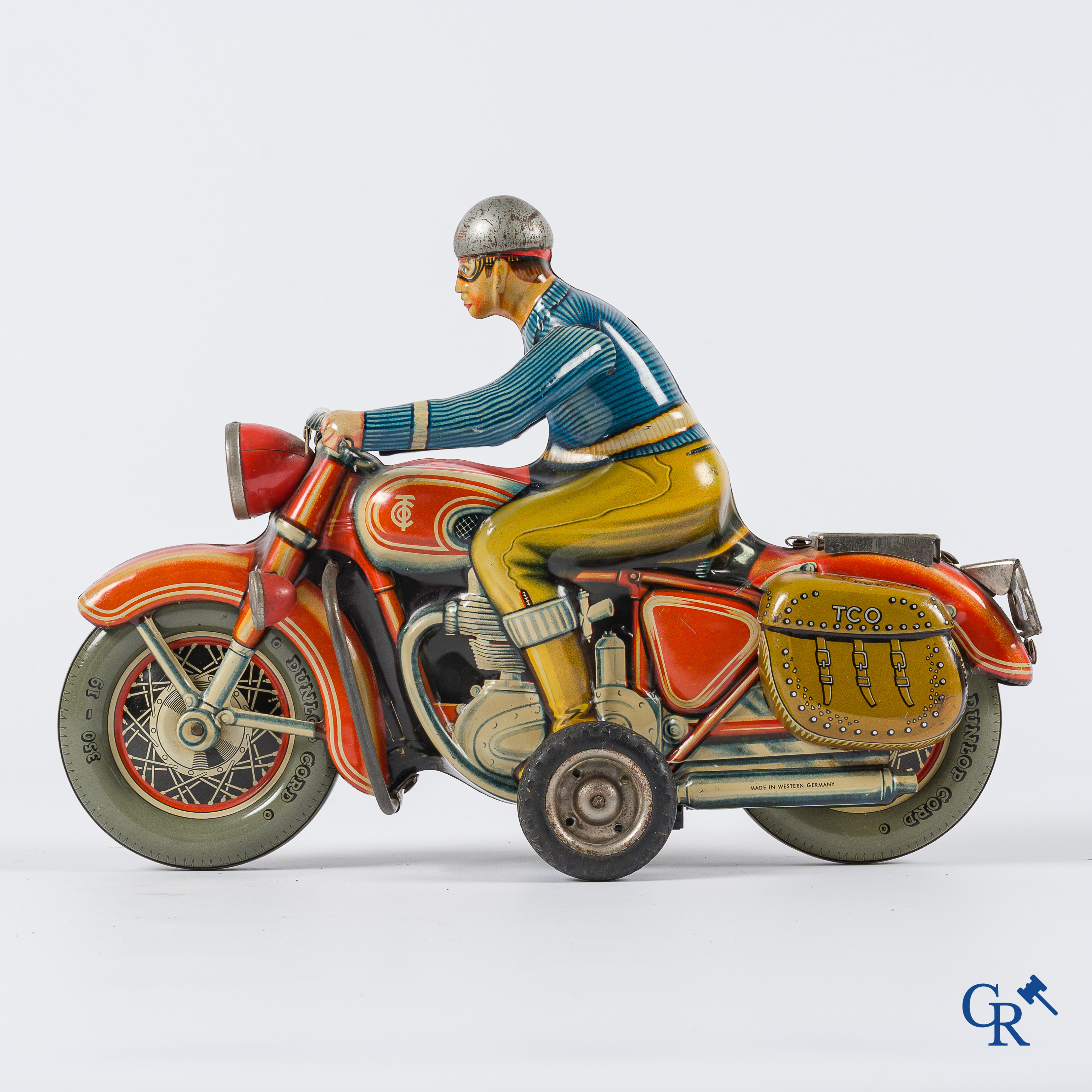Old toys. Tipco, Western Germany. Motorcycle in painted tin. 1950's.