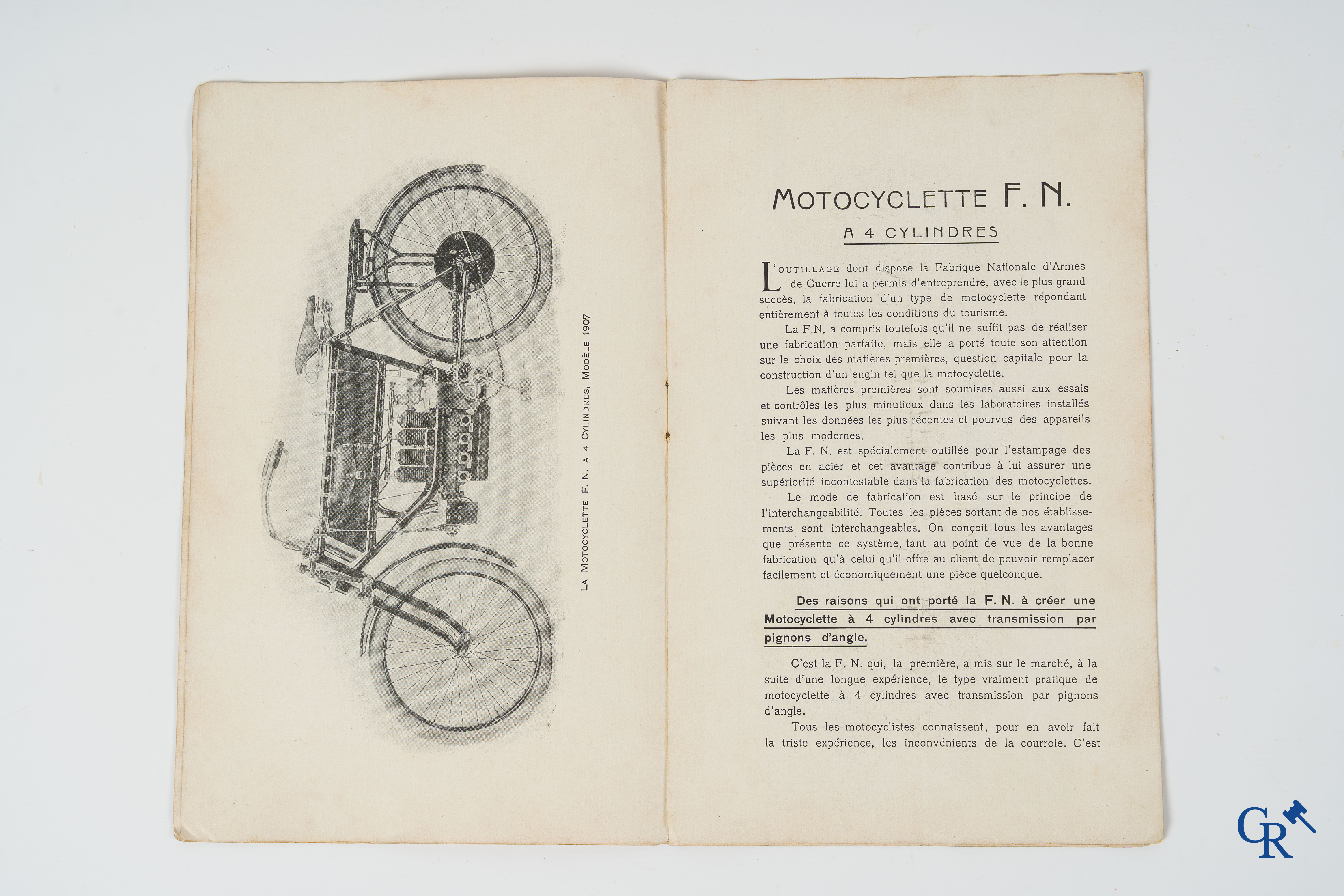 FN. Fabrique Nationale. Publicity leaflet-manual for the 4 cylinder motorcycle F.N., model 1907.