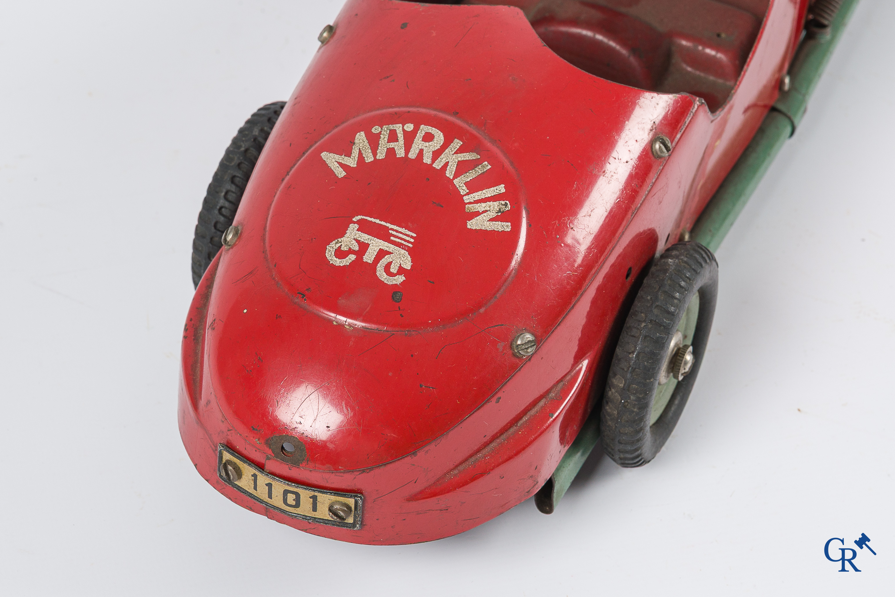 Märklin. Old toys. Original wind-up Mercedes model car in painted tin. 1930's.