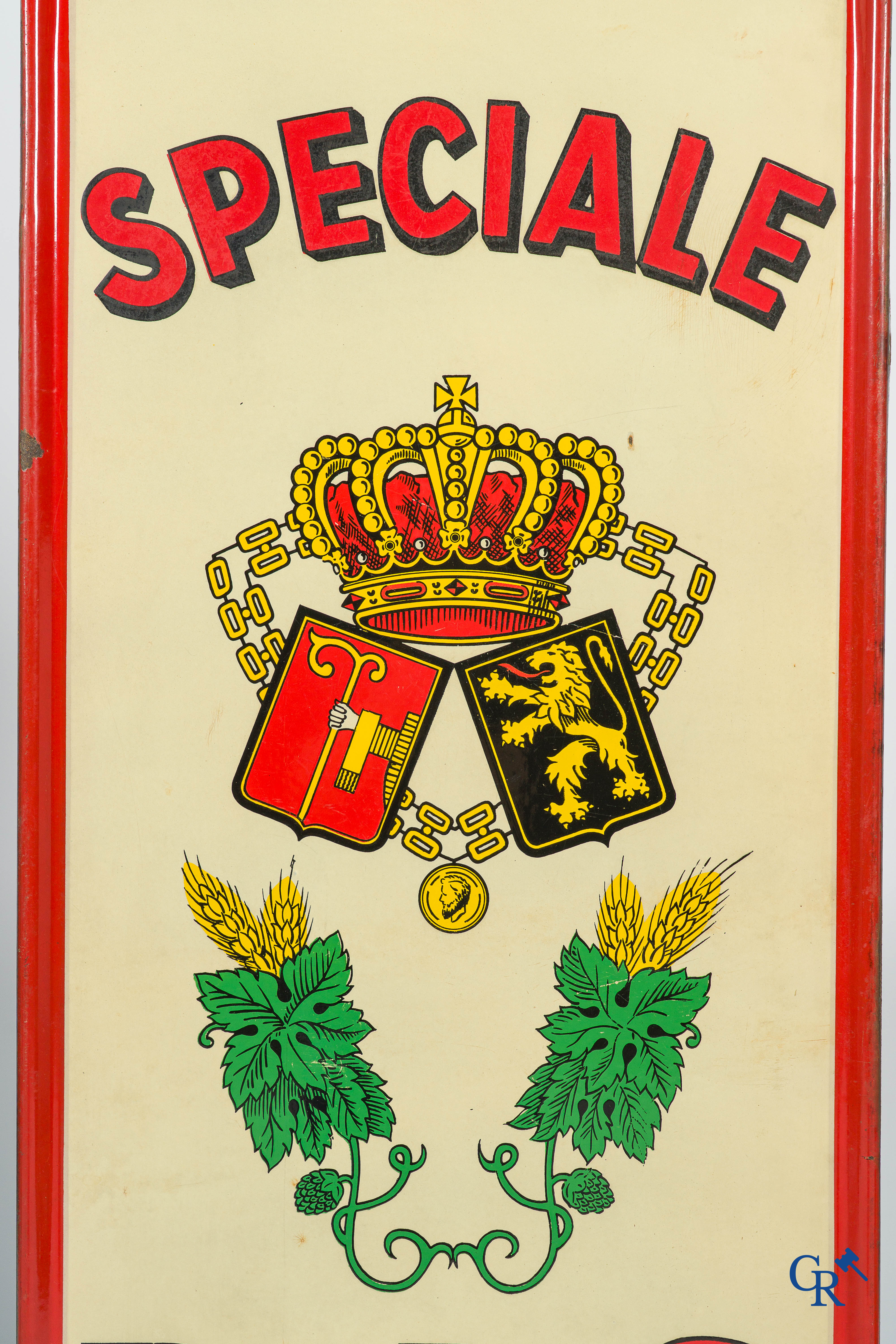 Speciale Das. Enamel advertising sign from 1954 for the Hougaerde Brewery. Emaillerie Koekelberg.