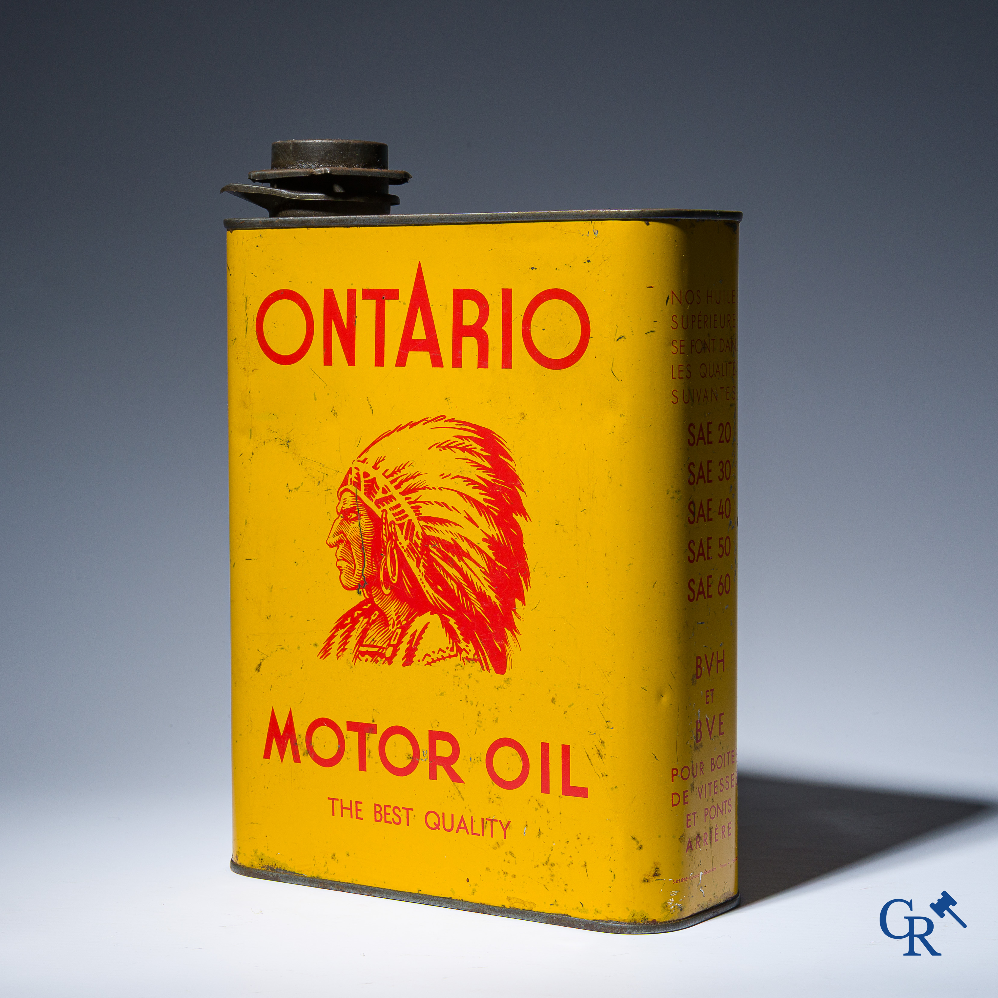 Automobilia. Ontario, Motor Oil, The best Quality. Oil can with representation of an Indian chief.