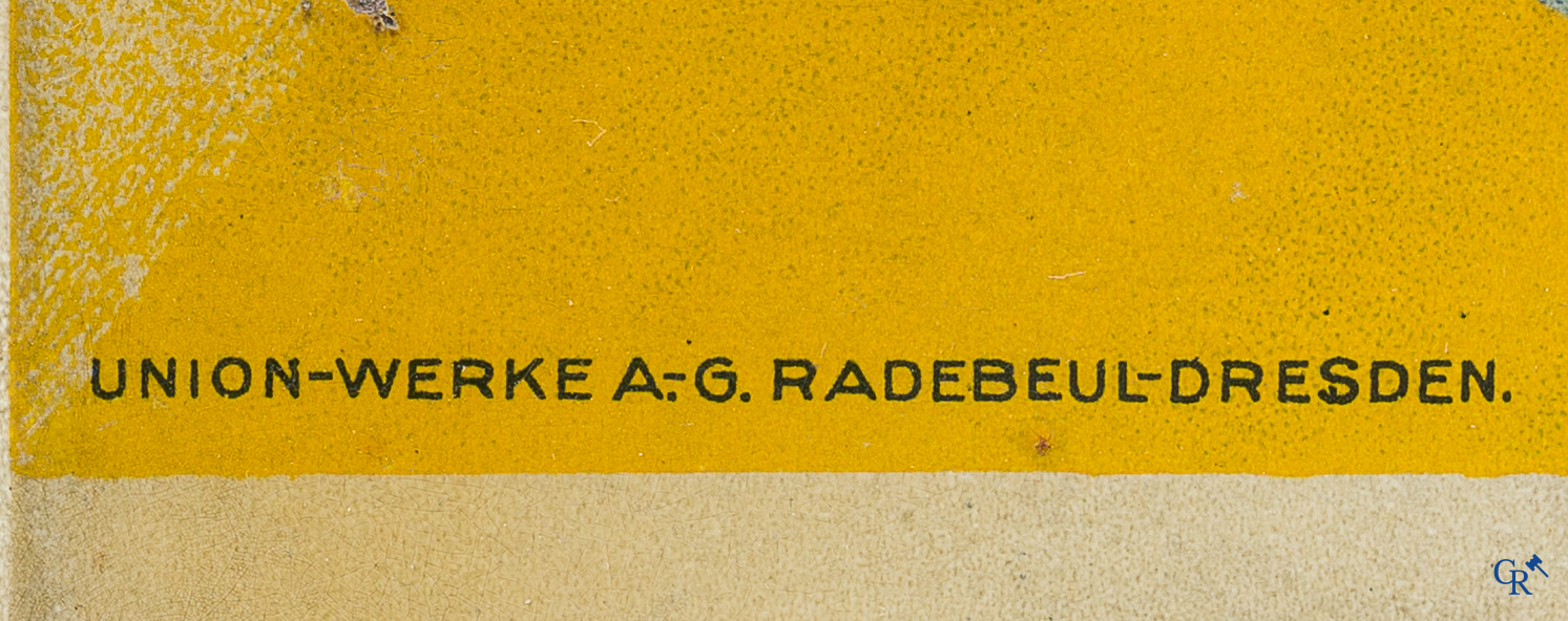 Seidel & Naumann Dresden. A large publicity sign in printed metal for racing bikes Naumann Germania. 1930's.